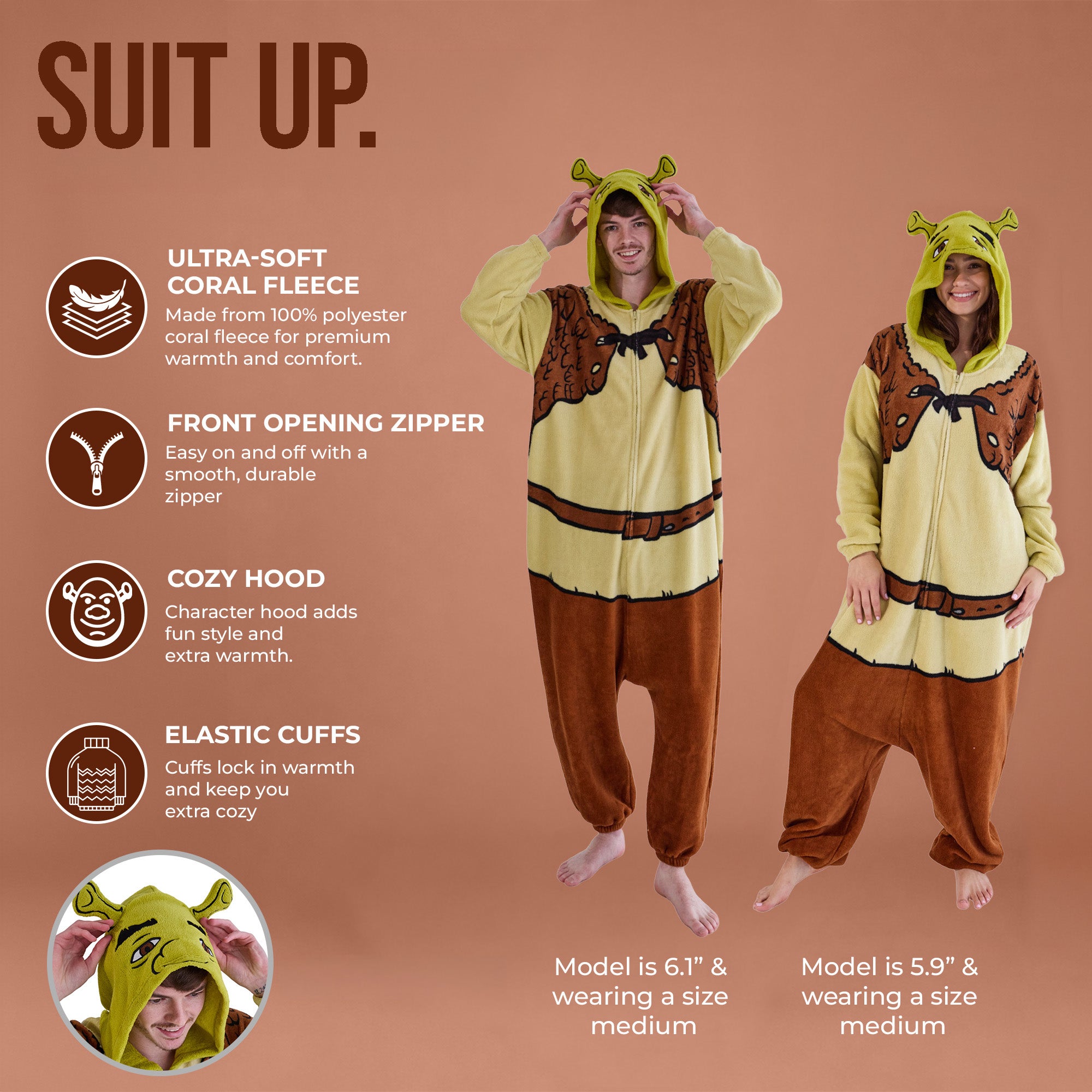 Shrek Men's Hooded Kigurumi Onesie Costume
