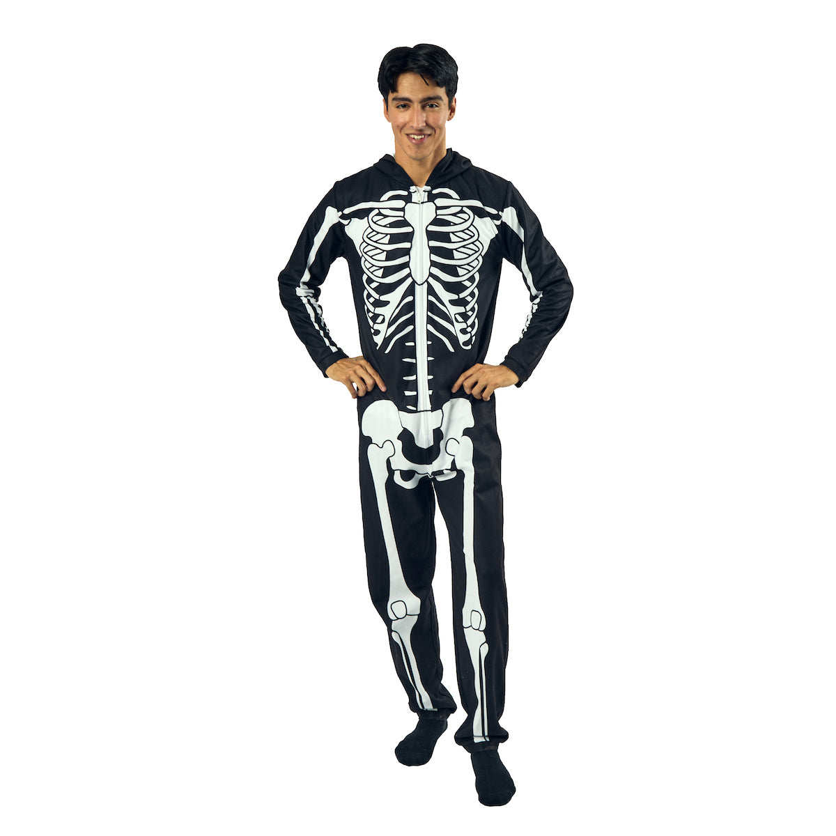 Skeleton Men's Hooded Union Onesie Costume Suit