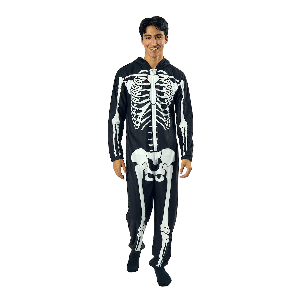 Skeleton Men's Hooded Union Onesie Costume Suit