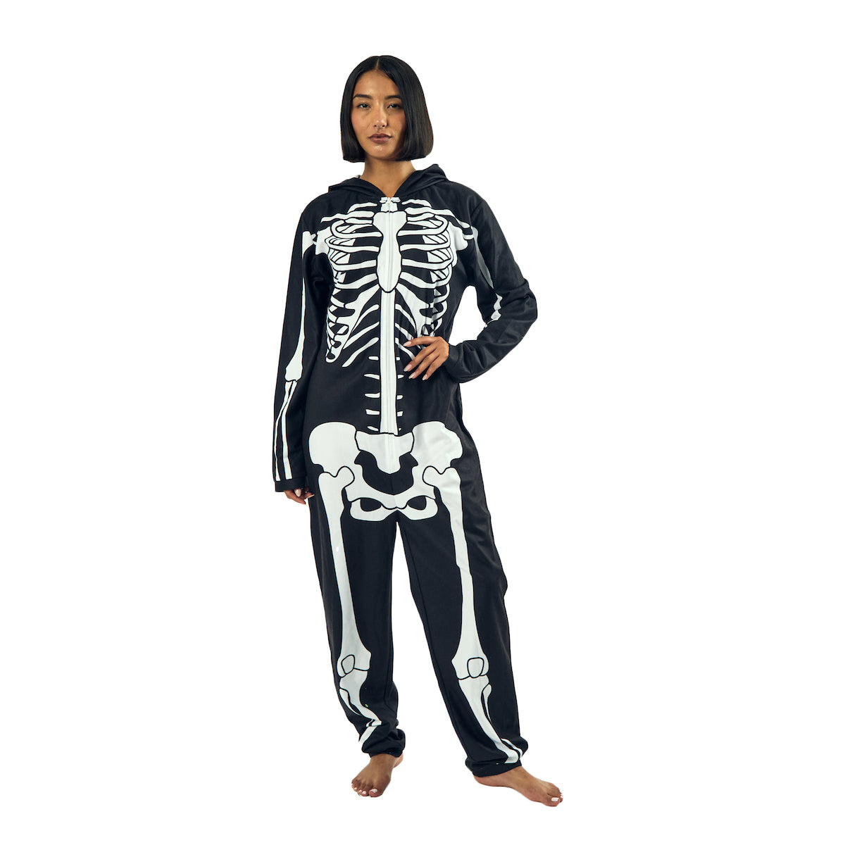 Skeleton Men's Hooded Union Onesie Costume Suit