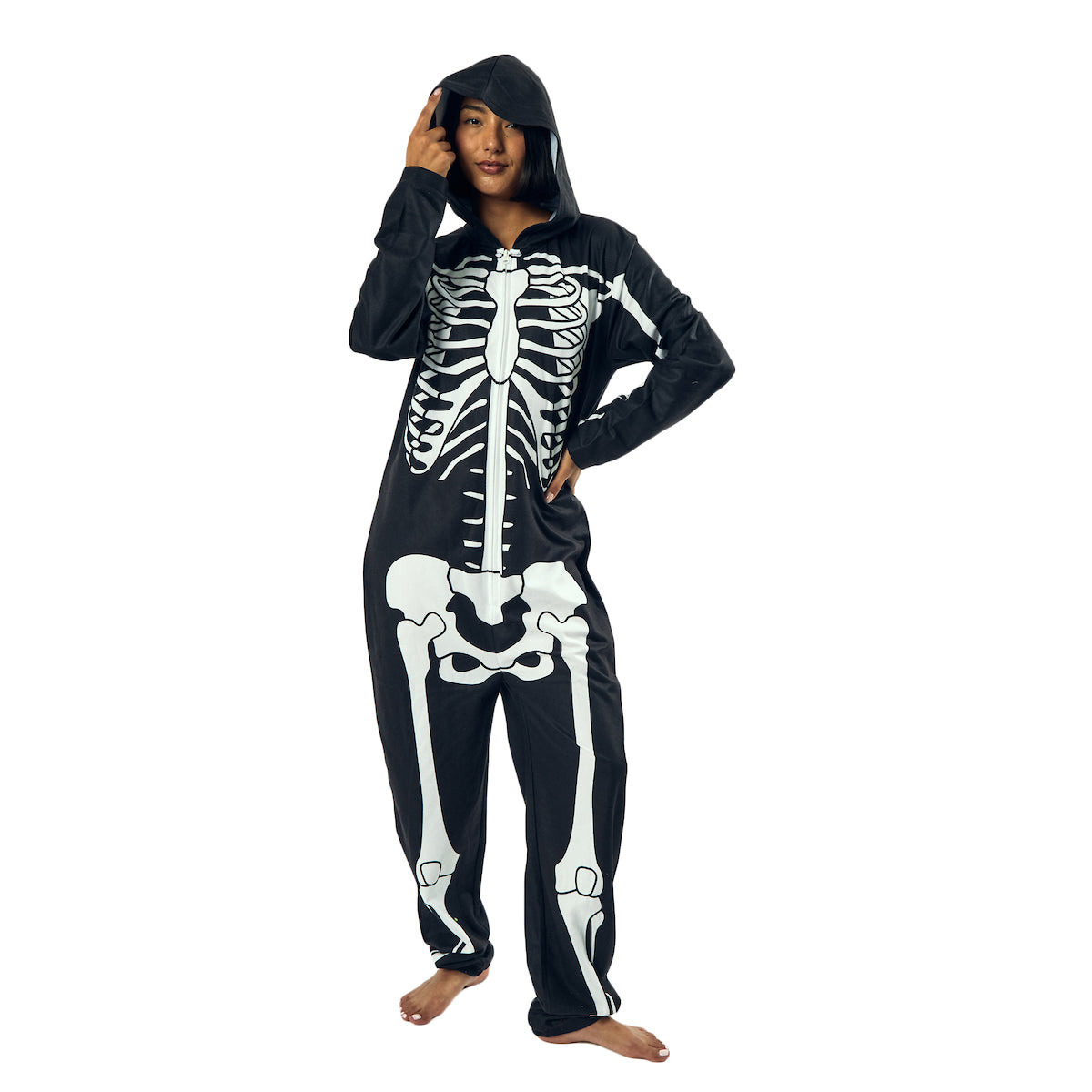 Skeleton Men's Hooded Union Onesie Costume Suit