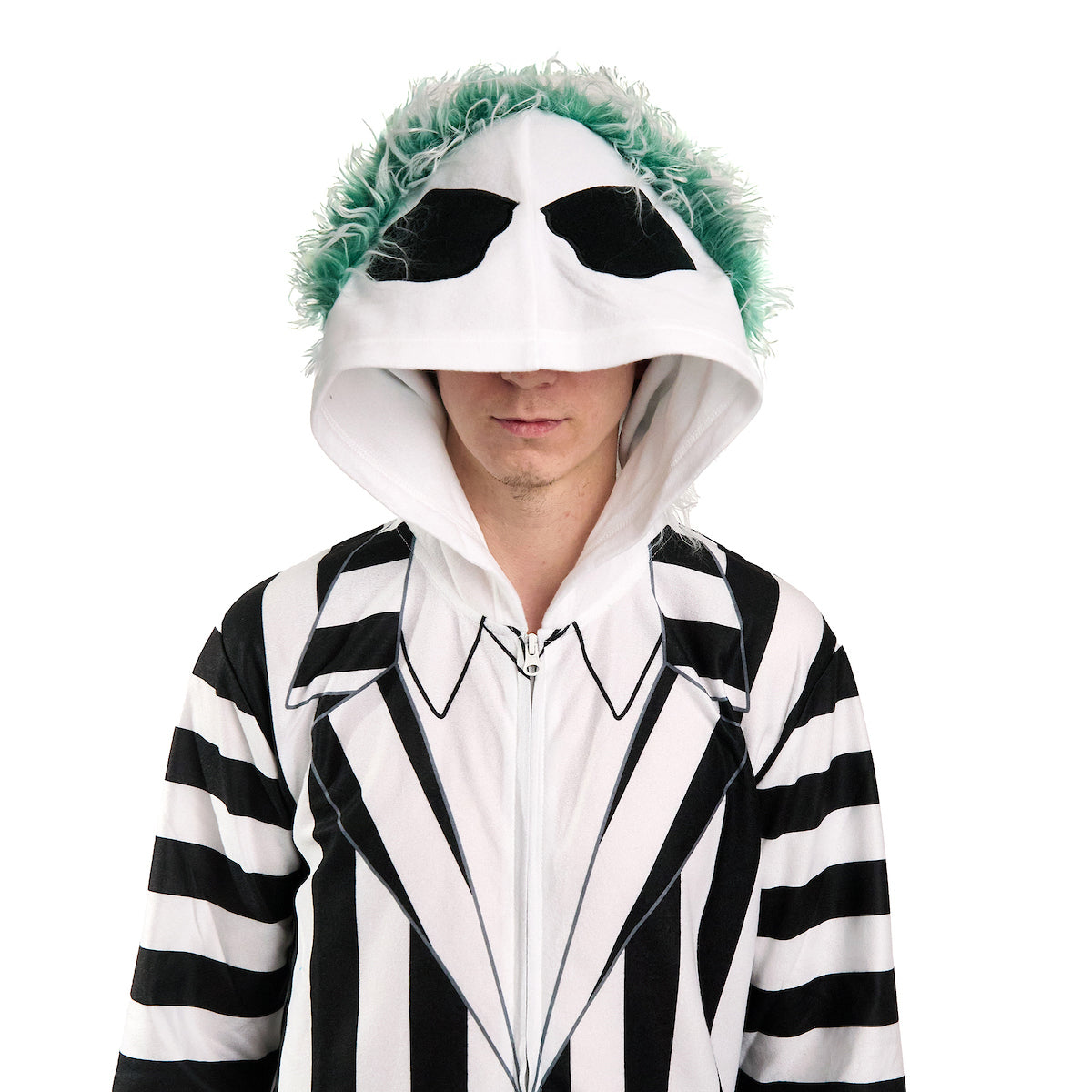 Beetlejuice Betelgeuse Men's Hooded Onesie Costume Union Suit