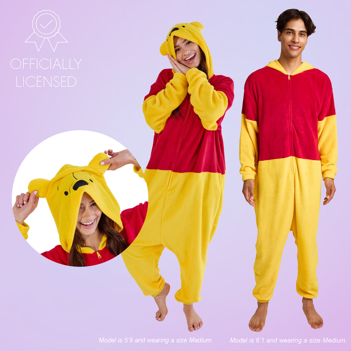Winnie The Pooh Adult Long Sleeve Hooded Kigurumi Cosplay Onesie Costume Suit