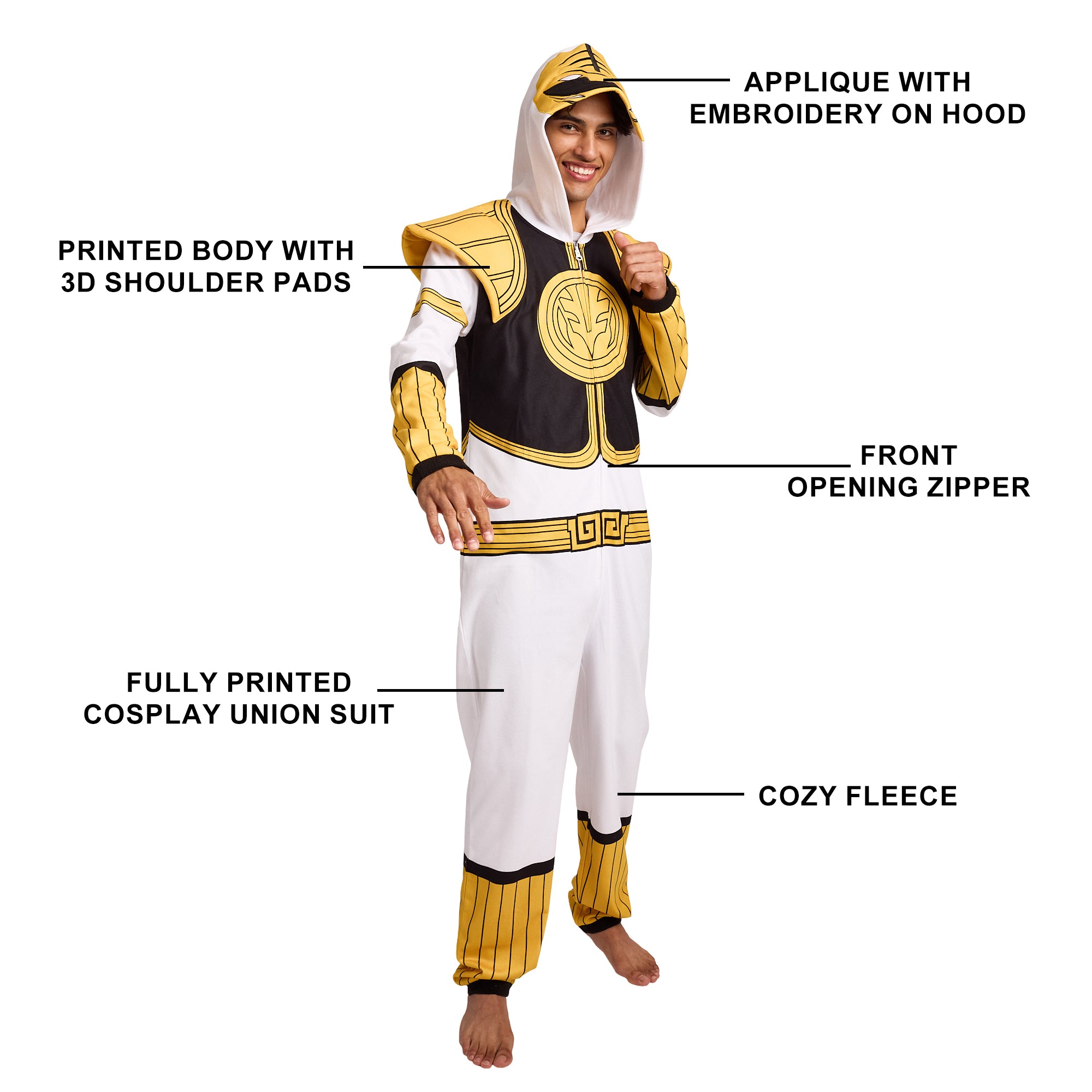 Power Rangers White Ranger Adult Cosplay Onesie Costume Union Suit