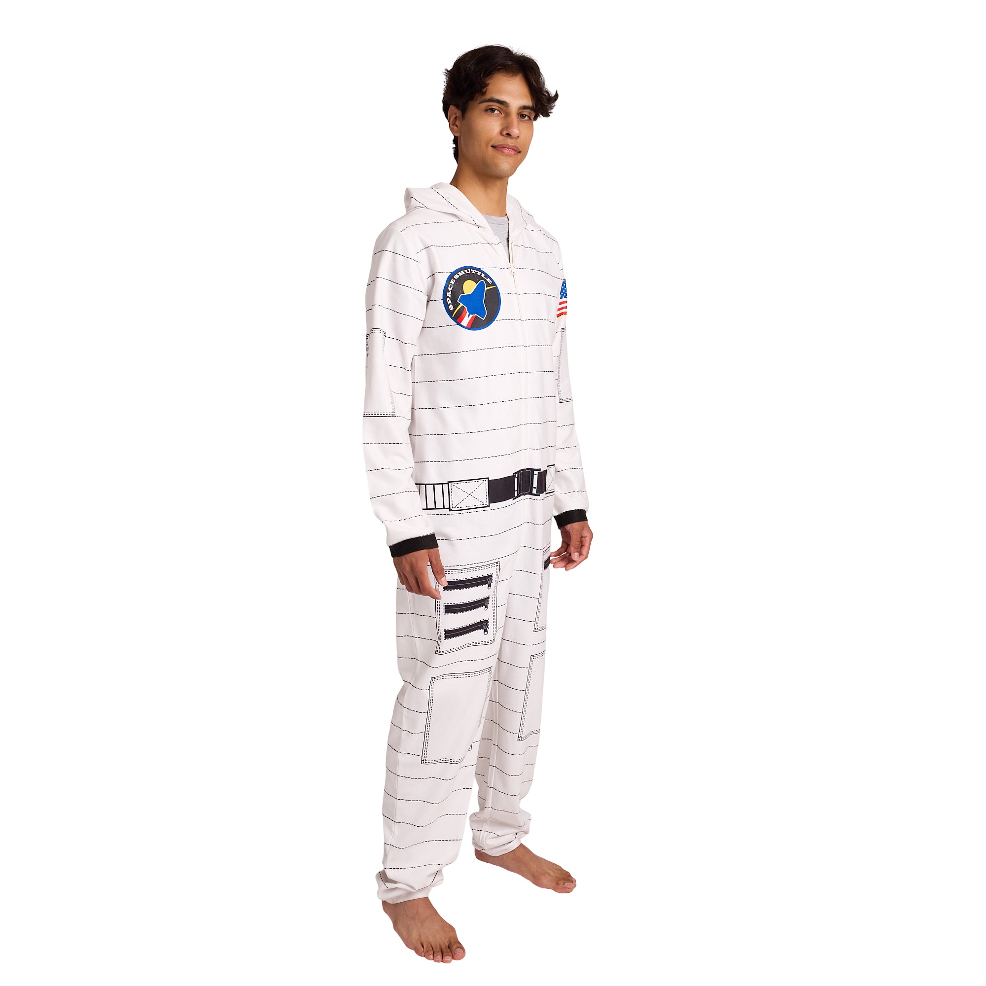 Astronaut Adult Cosplay Onesie Union Suit Costume With Cuffs And Hood-Small