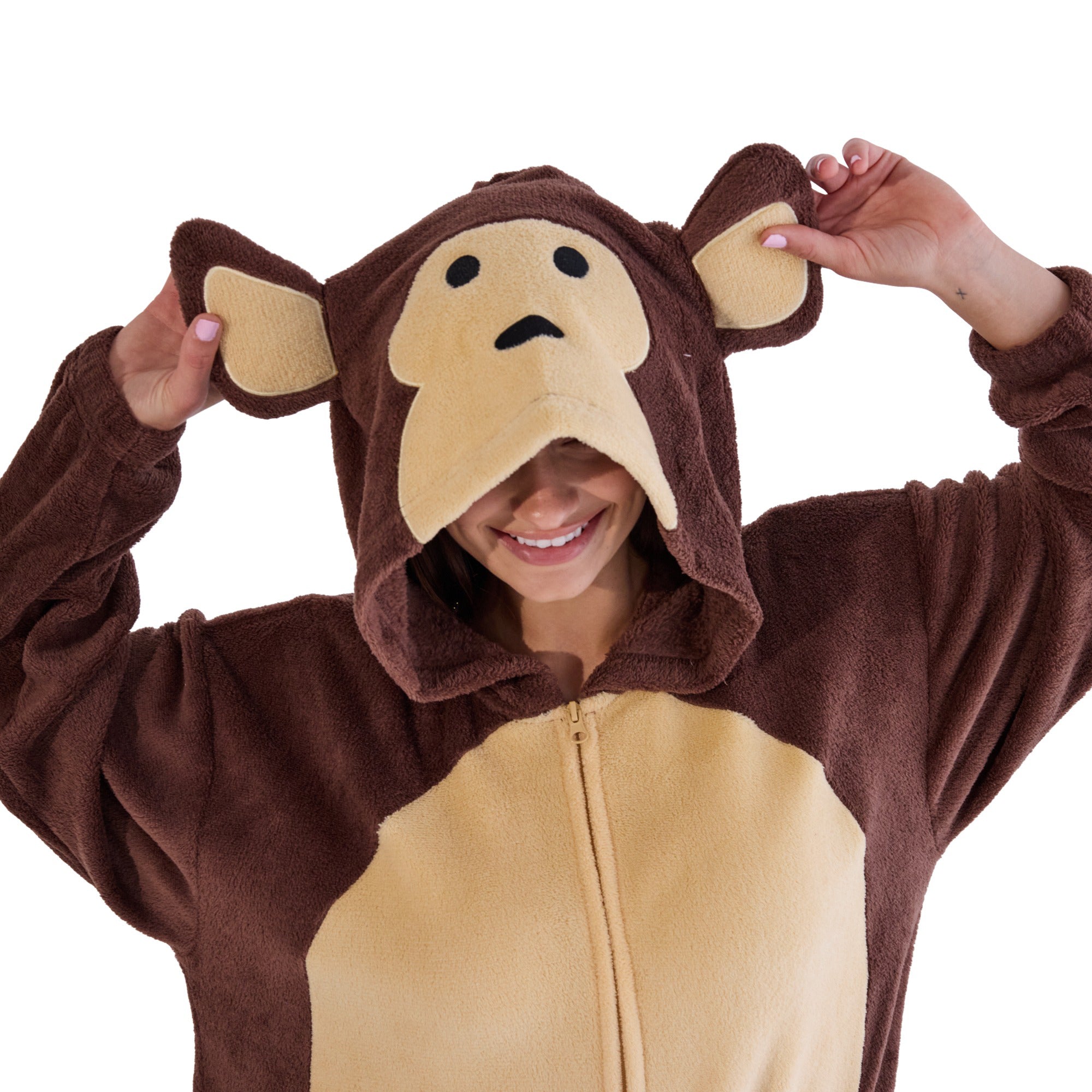 Monkey Adult Long Sleeve Hooded Kirugumi Cosplay Onesie Costume Suit