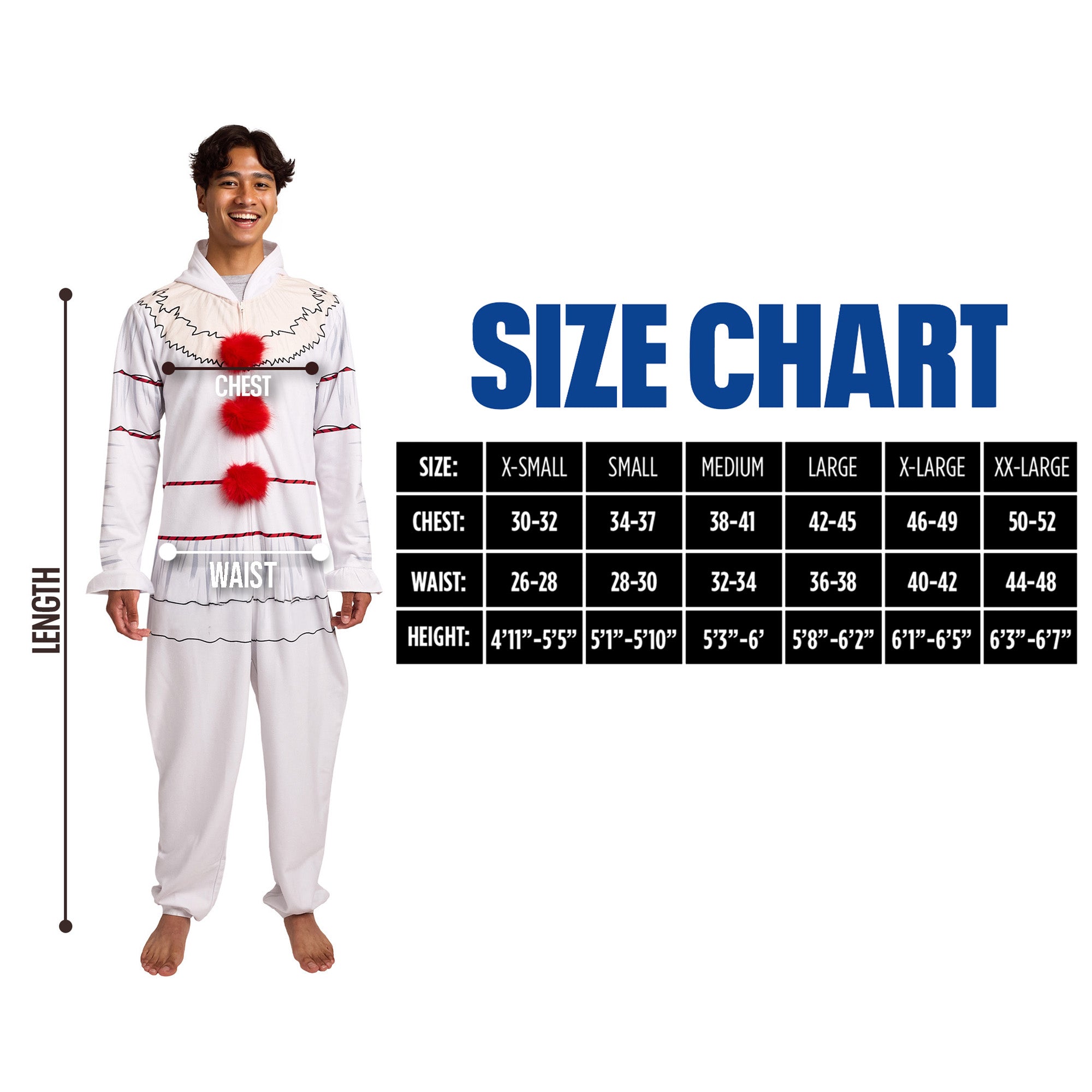 IT Chapter 2 Movie (2019) Pennywise Adult Cosplay Union Suit With Hood