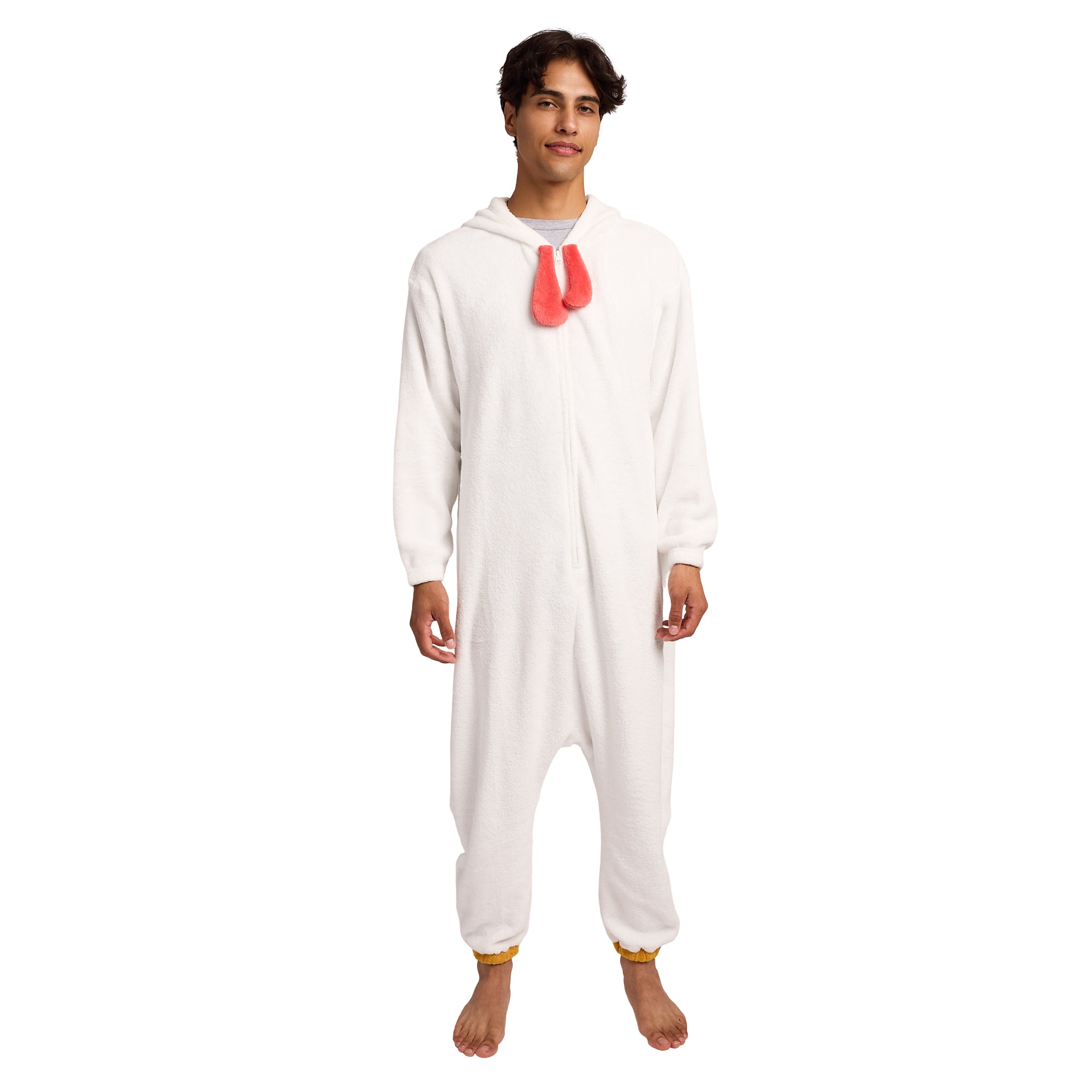 Rooster Adult White Long Sleeve Hooded Kirugumi Cosplay Onesie Costume Suit