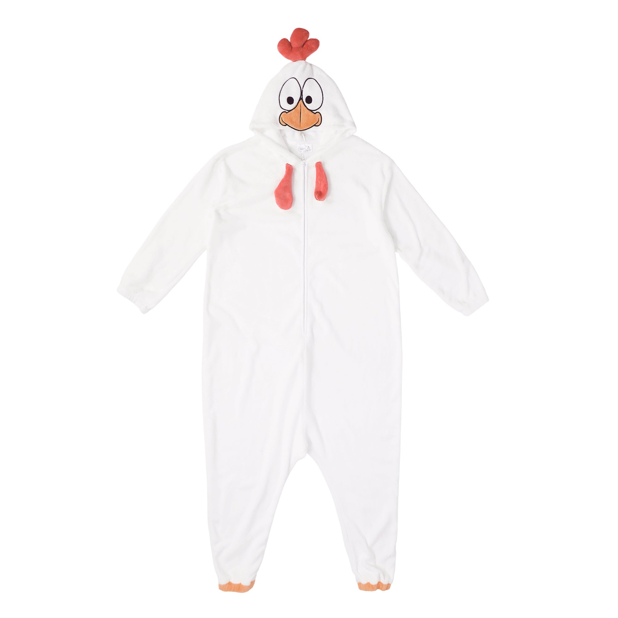 Rooster Adult White Long Sleeve Hooded Kirugumi Cosplay Onesie Costume Suit