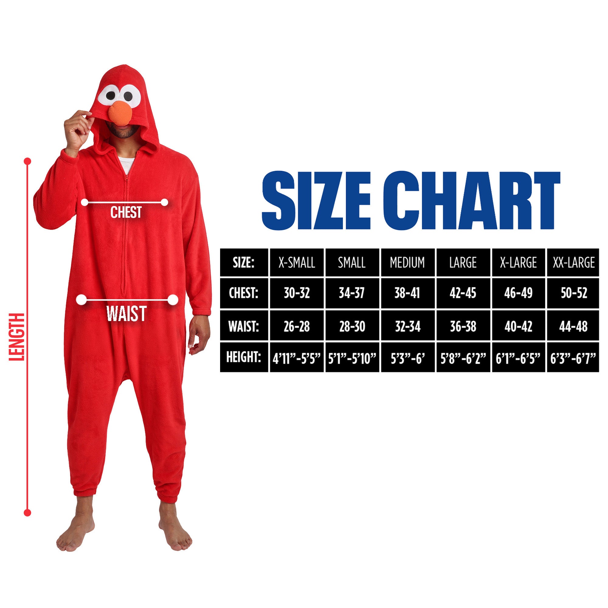 Sesame Street Elmo Adult Red Long Sleeve Hooded Kigurumi Cosplay Onesie Costume Suit