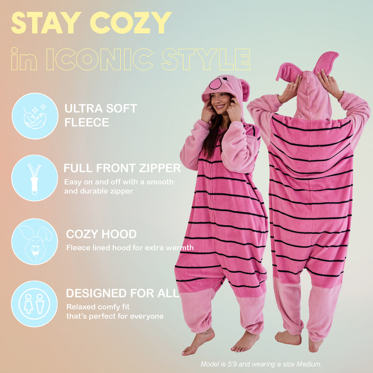 Winnie The Pooh Piglet Adult Long Sleeve Hooded Kigurumi Onesie Costume Cosplay Suit