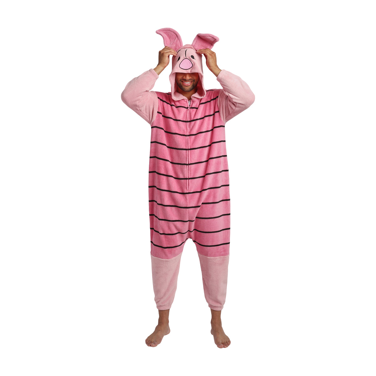 Winnie The Pooh Piglet Adult Long Sleeve Hooded Kigurumi Onesie Costume Cosplay Suit