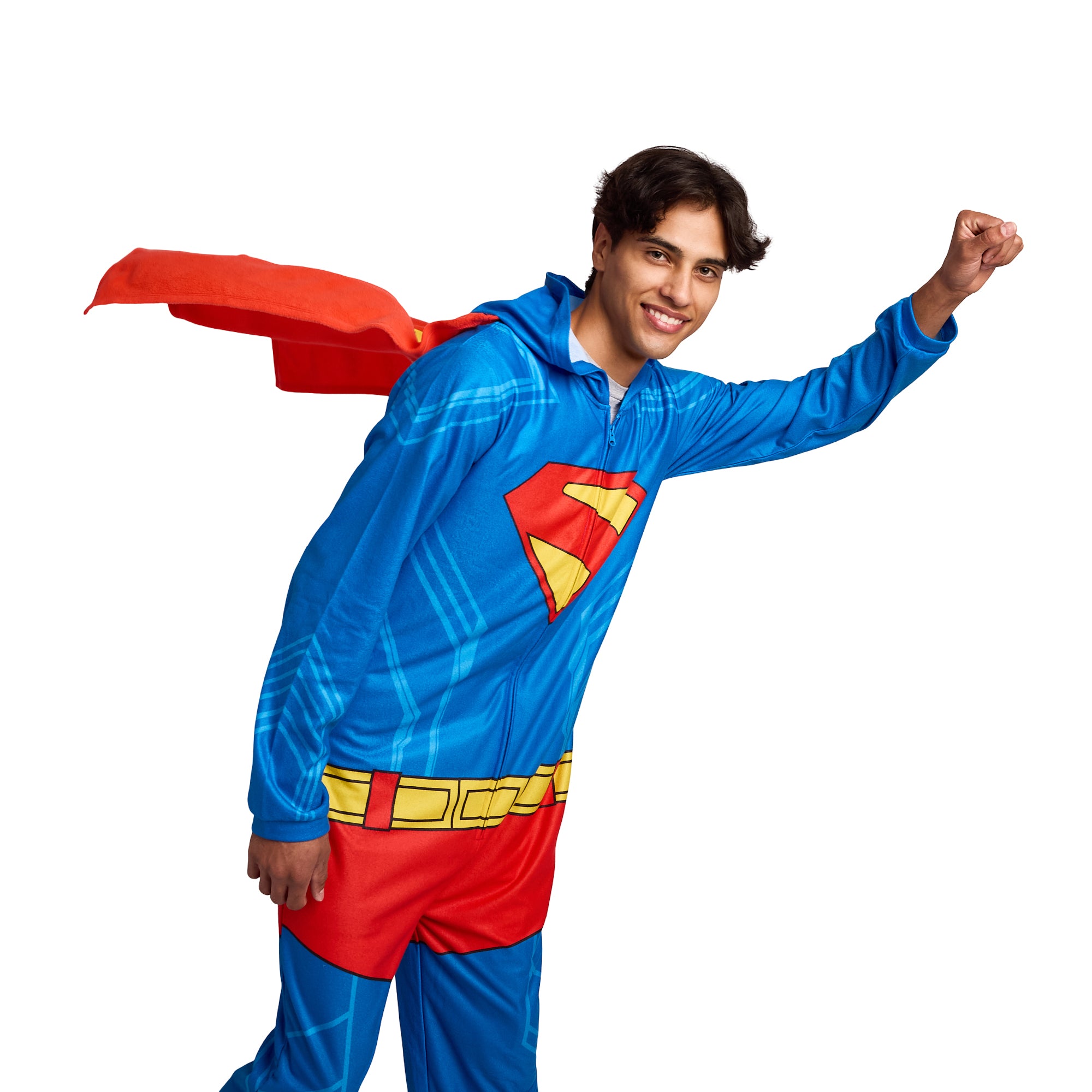 Superman Adult Long Sleeve Hooded Cosplay Onesie Costume Union Suit
