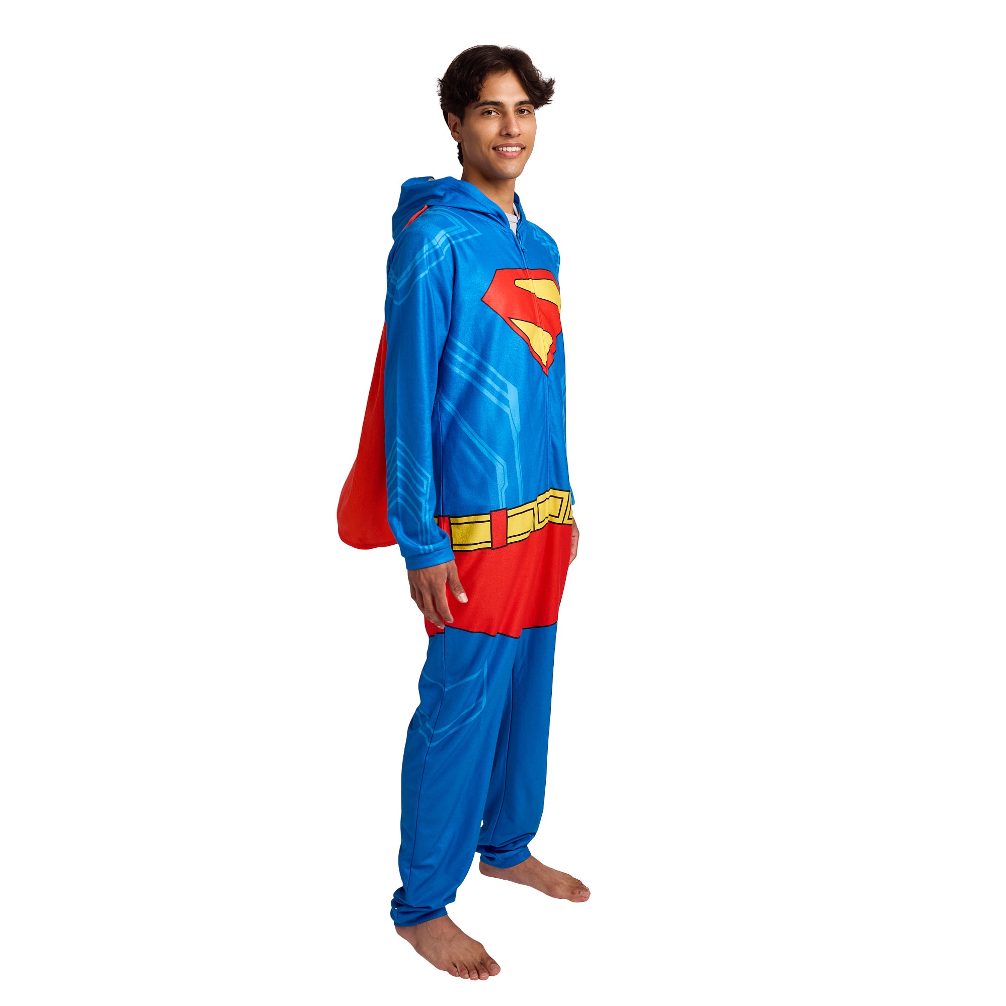 Superman Adult Long Sleeve Hooded Cosplay Onesie Costume Union Suit
