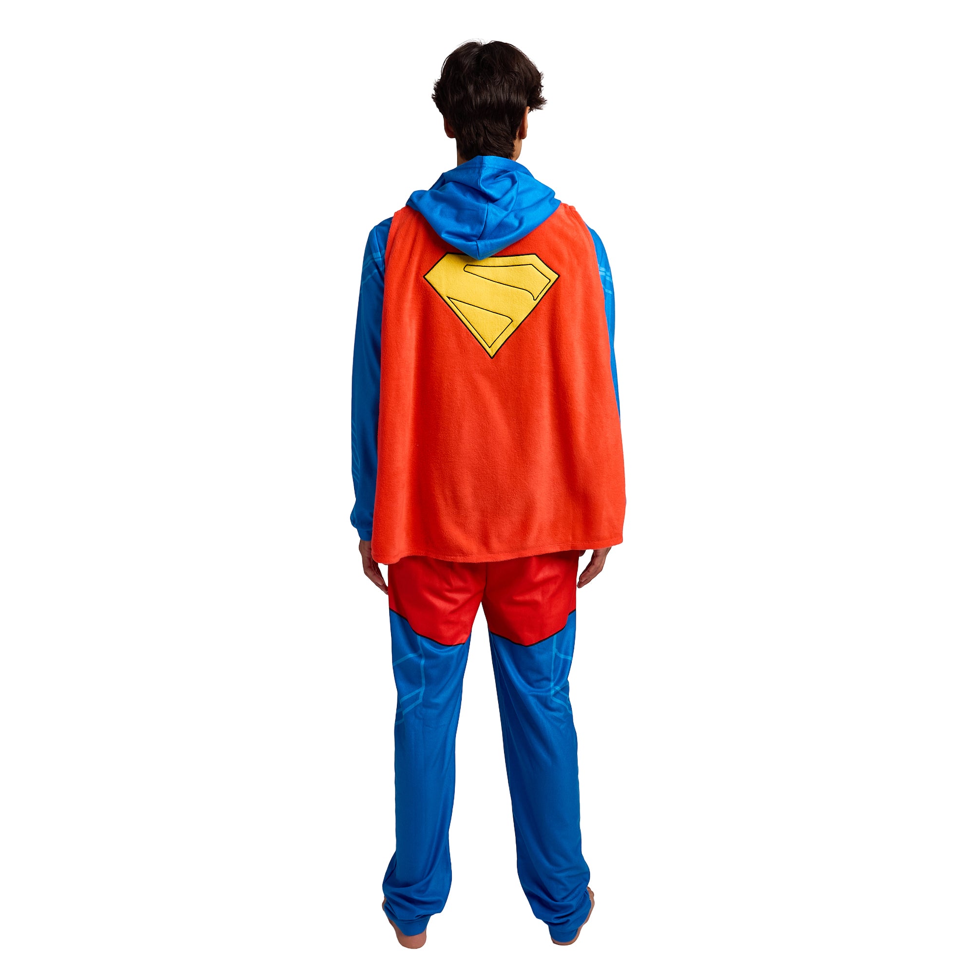 Superman Adult Long Sleeve Hooded Cosplay Onesie Costume Union Suit