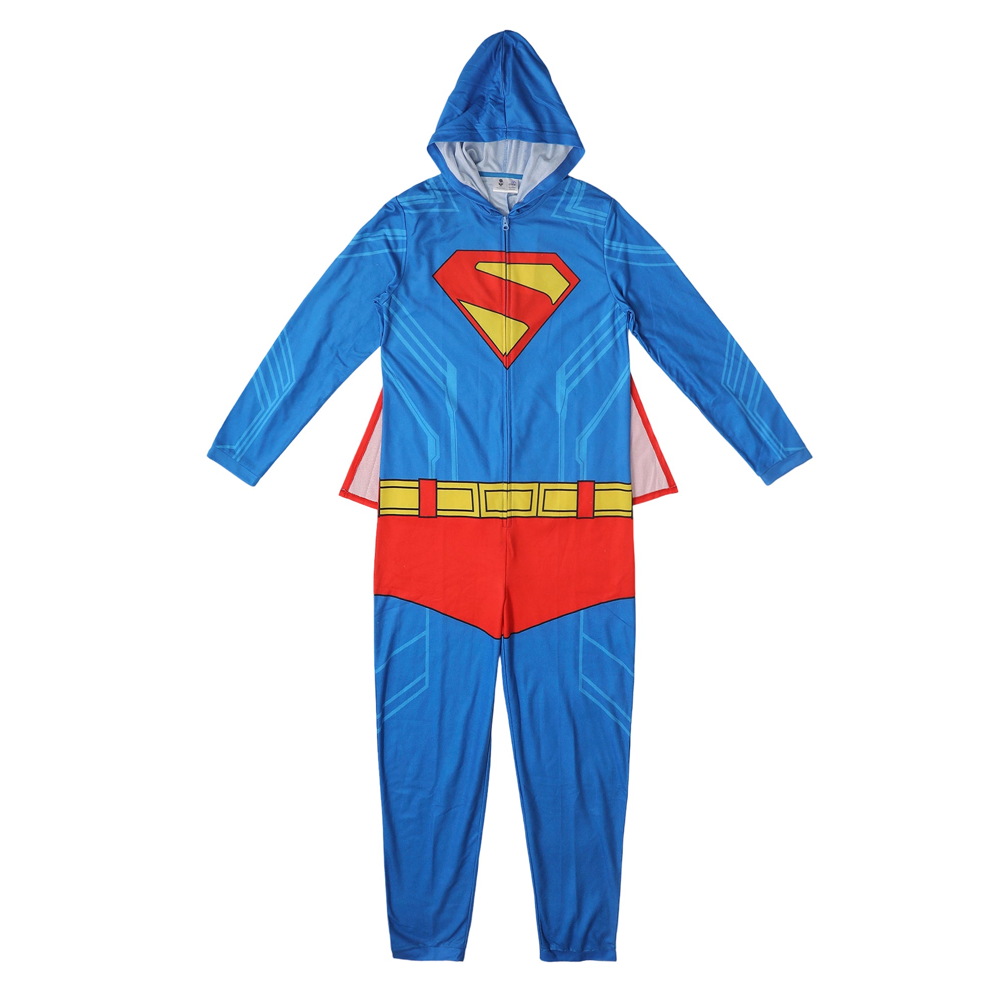 Superman Adult Long Sleeve Hooded Cosplay Onesie Costume Union Suit