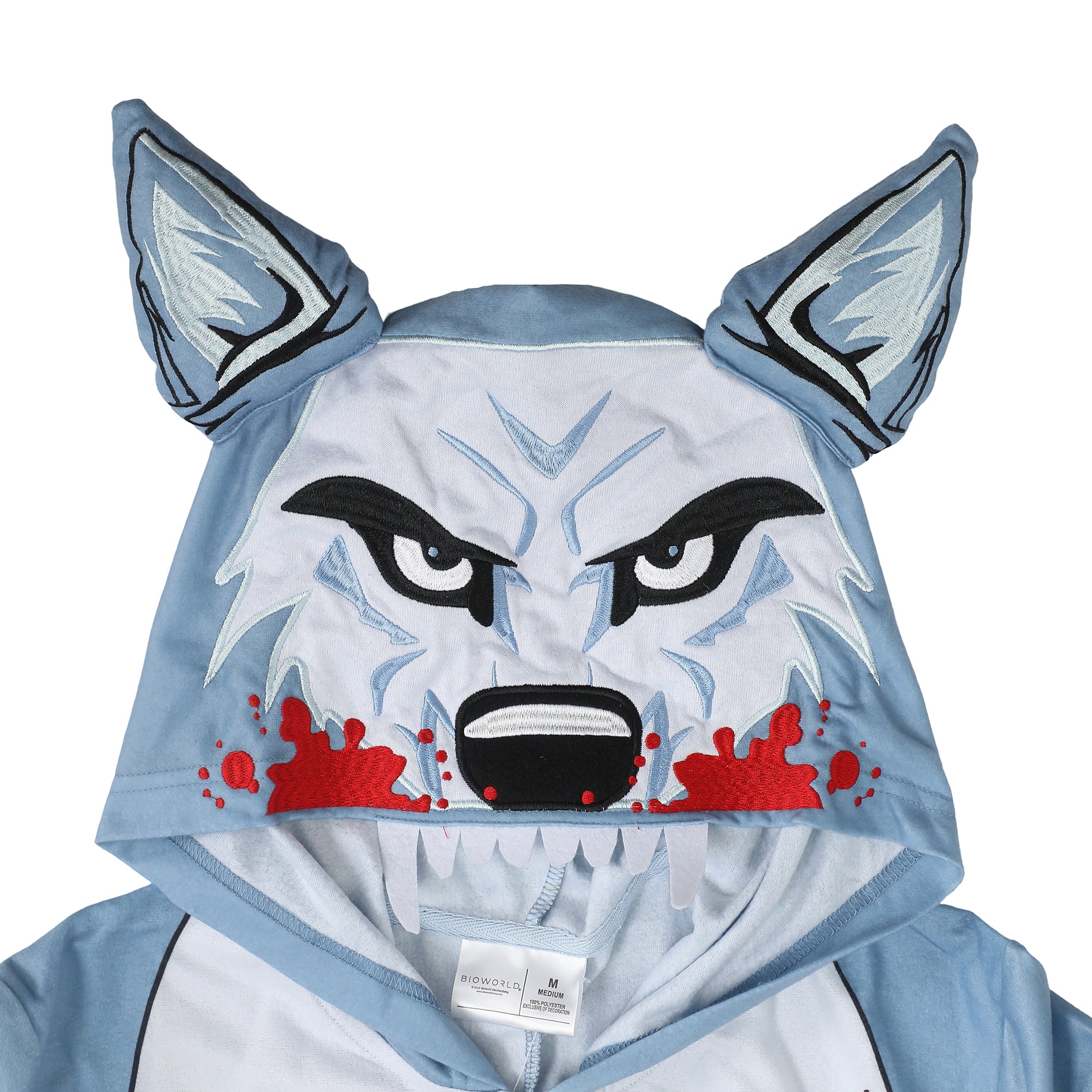 Wolf Adult Blue Long Sleeve Hooded Cosplay Onesie Costume Union Suit