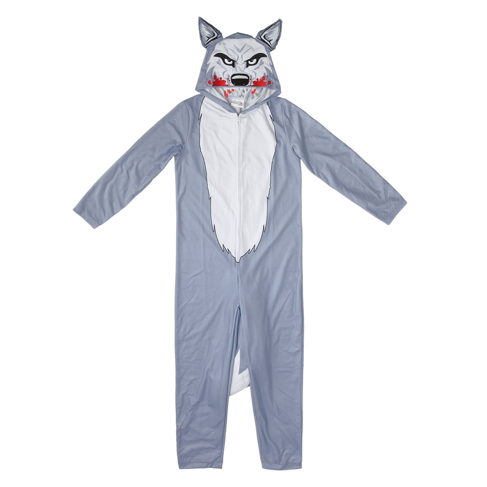 Wolf Adult Blue Long Sleeve Hooded Cosplay Onesie Costume Union Suit