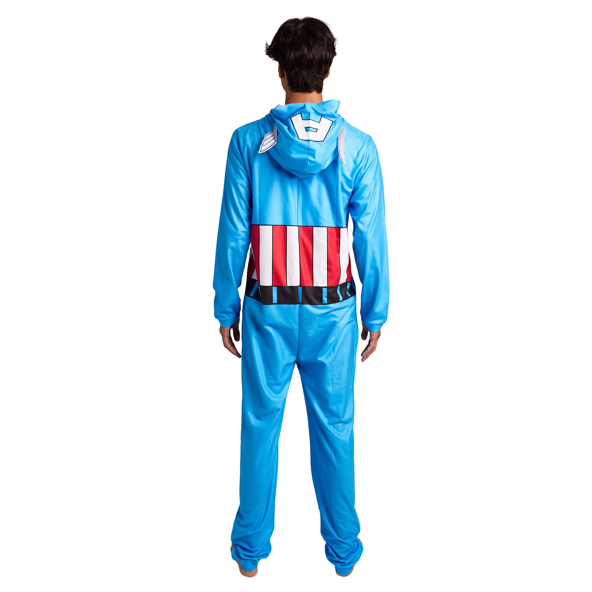 Marvel Comics Presents Captain America Adult Long Sleeve Hooded Cosplay Onesie Costume Union Suit