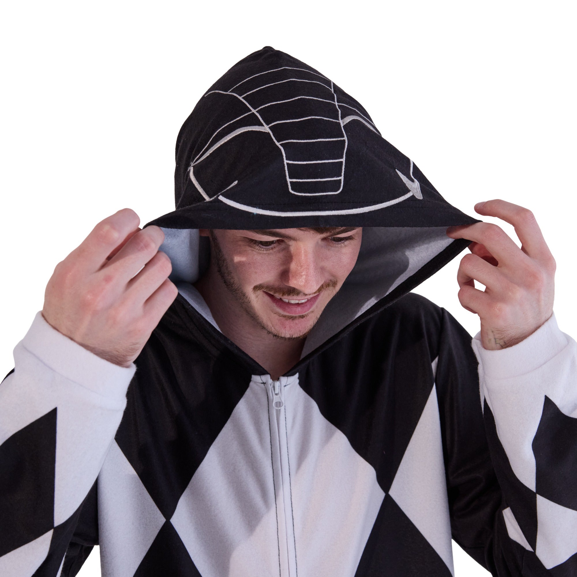Power Rangers Black Ranger Adult Long Sleeve Hooded Cosplay Onesie Costume Union Suit