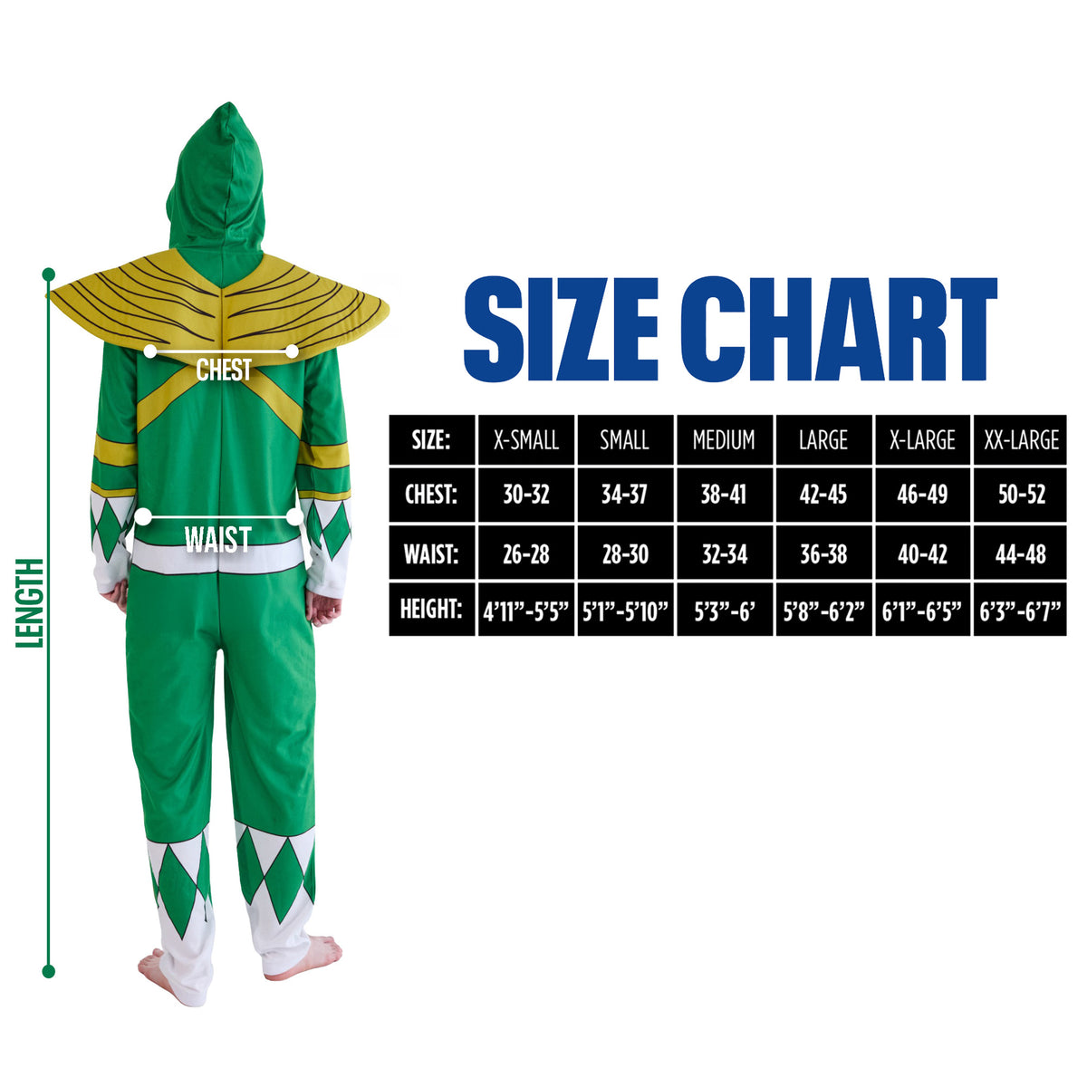 Power Rangers Green Ranger Adult Long Sleeve Hooded Cosplay Onesie Costume Union Suit