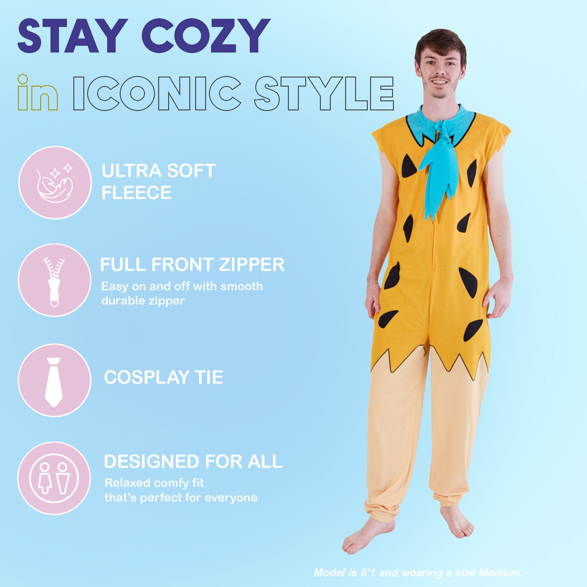 The Flintstones Fred Flintstone Adult Long Sleeve Hooded Cosplay Onesie Costume Union Suit