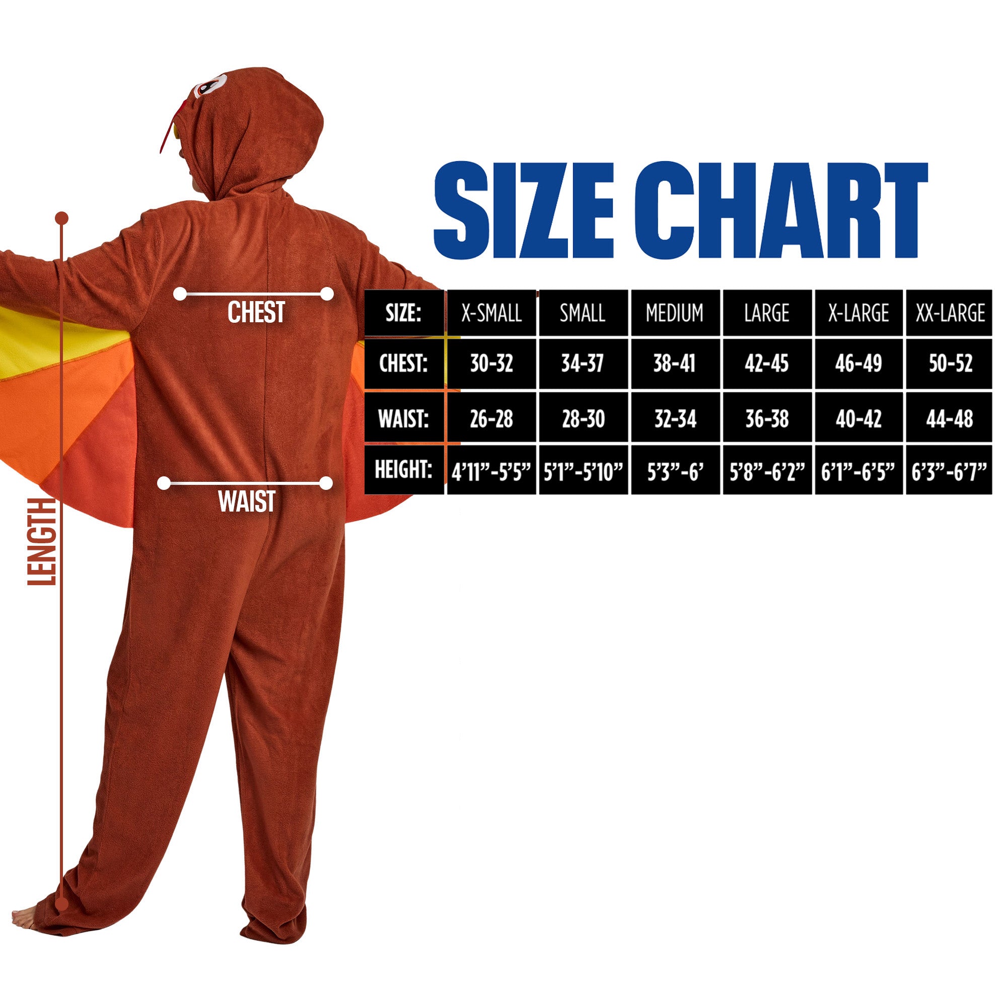 Turkey Adult Long Sleeve Hooded Cosplay Onesie Costume Union Suit