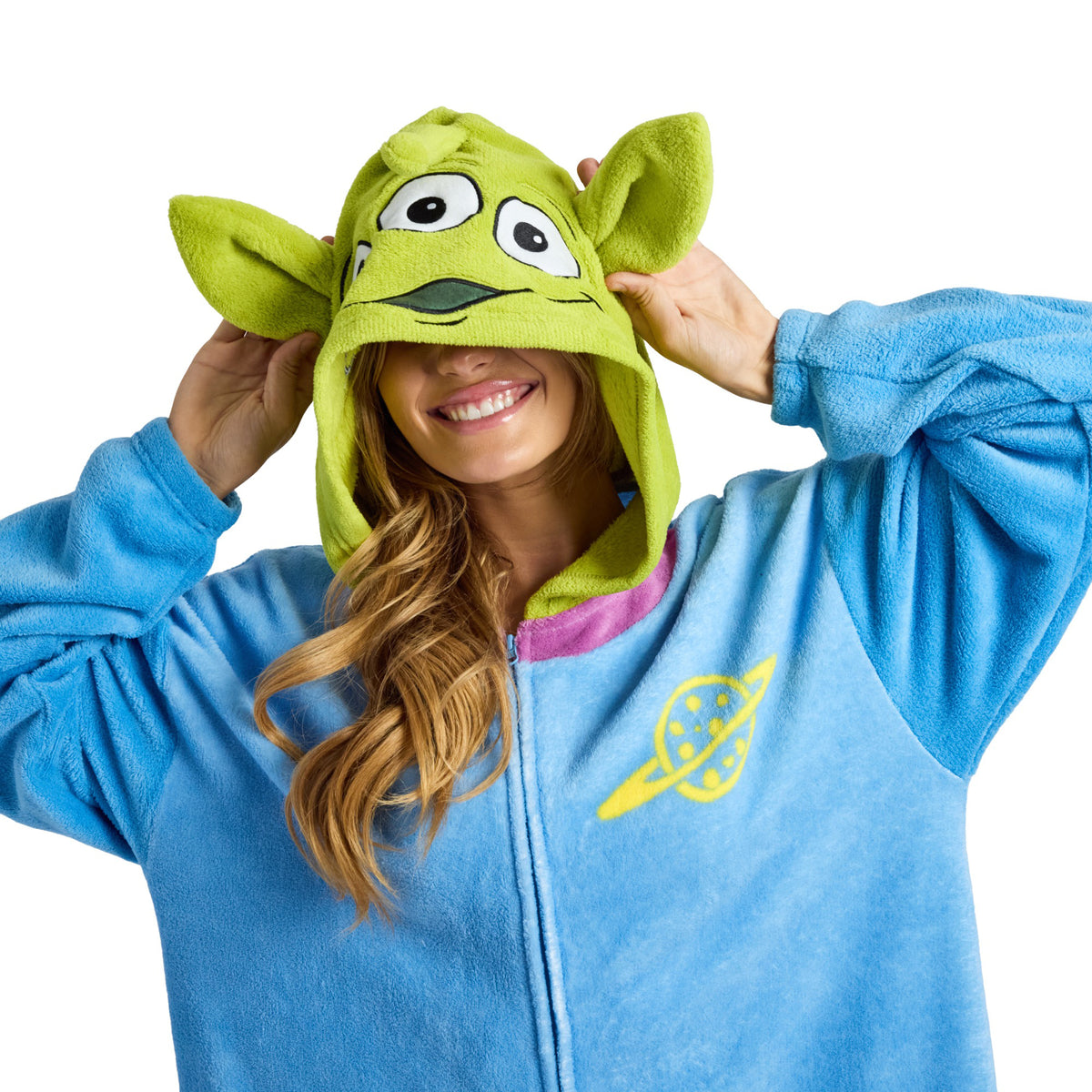 Toy Story Alien Adult Cosplay Union Suit With Cuffs And Hood