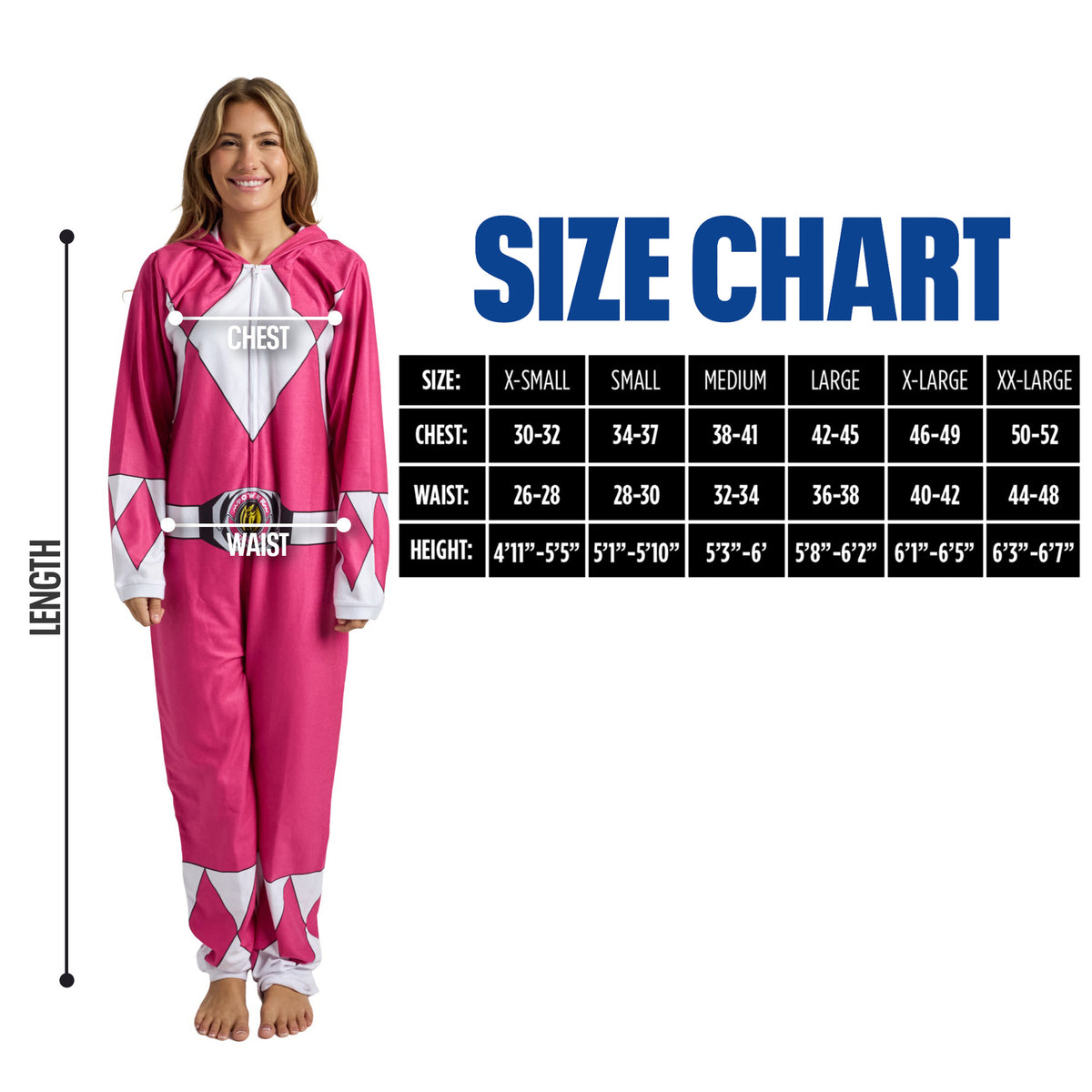 Power Rangers Pink Ranger Adult Long Sleeve Hooded Cosplay Union Suit
