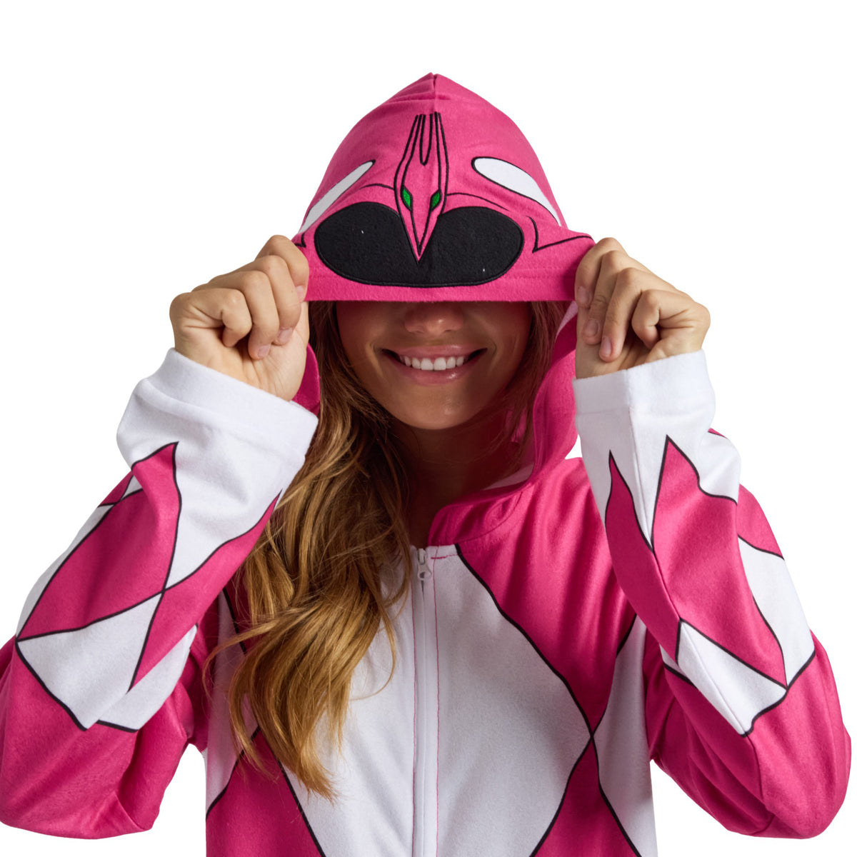 Power Rangers Pink Ranger Adult Long Sleeve Hooded Cosplay Union Suit