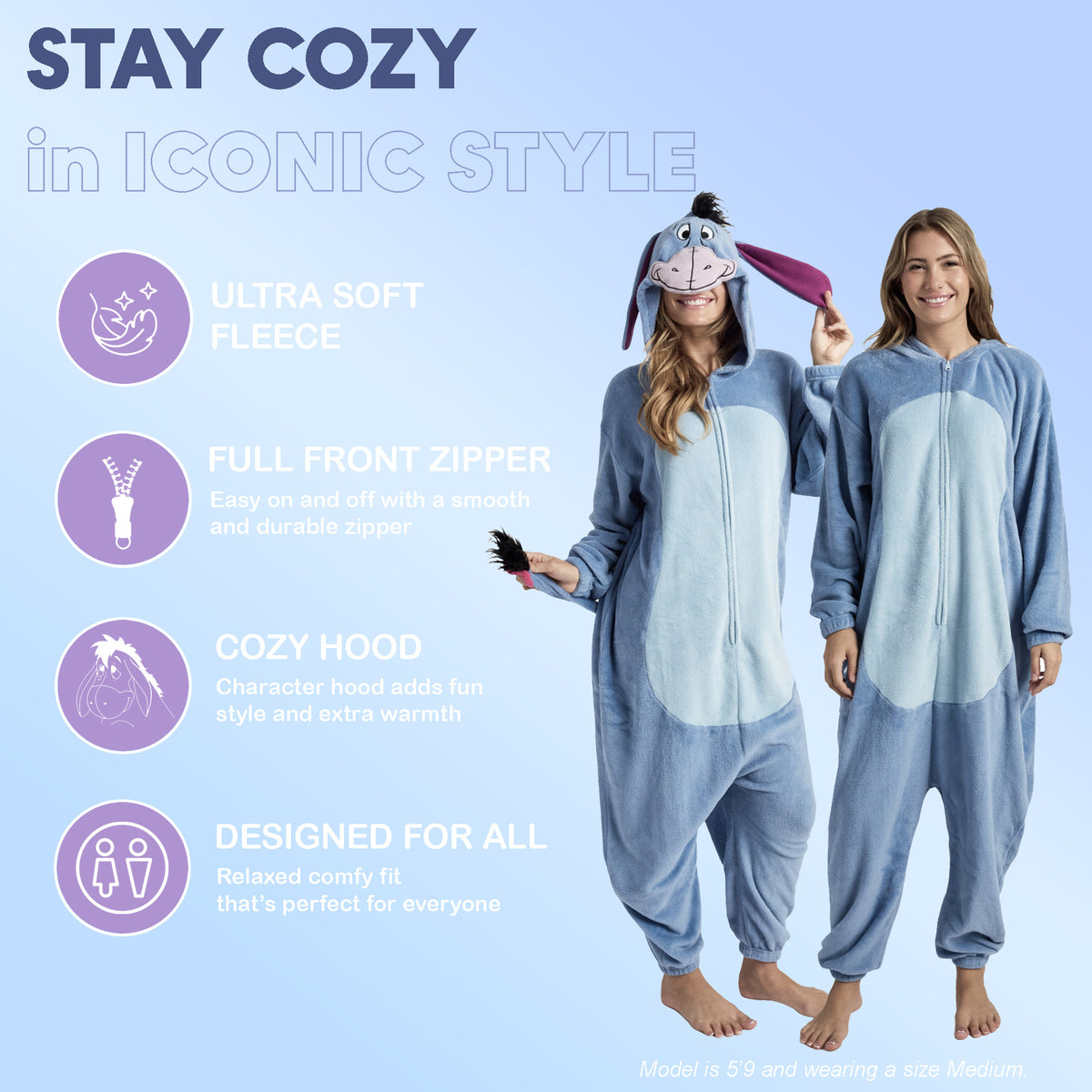 Winnie The Pooh Eeyore Adult Long Sleeve Hooded Kigurumi Cosplay Suit