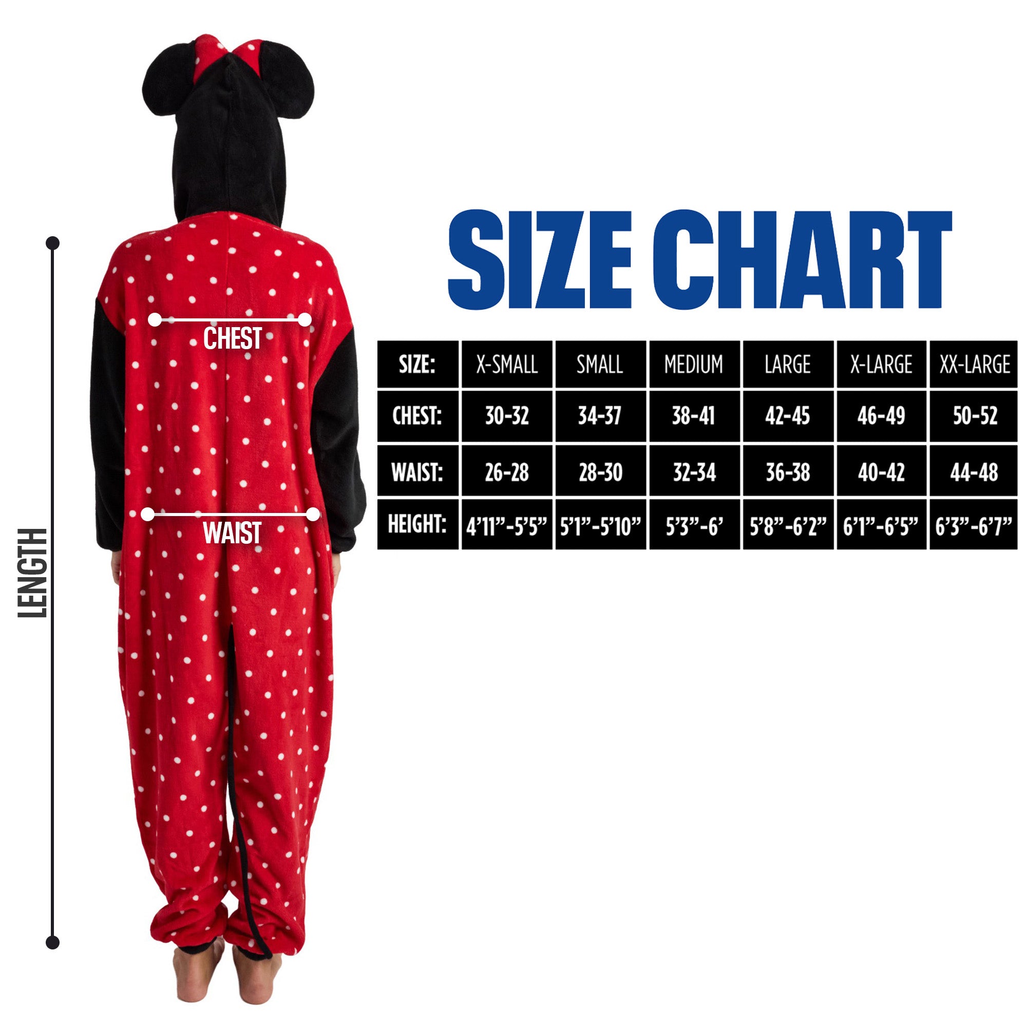 Minnie Mouse Adult Cosplay Union Suit With Cuffs And Hood