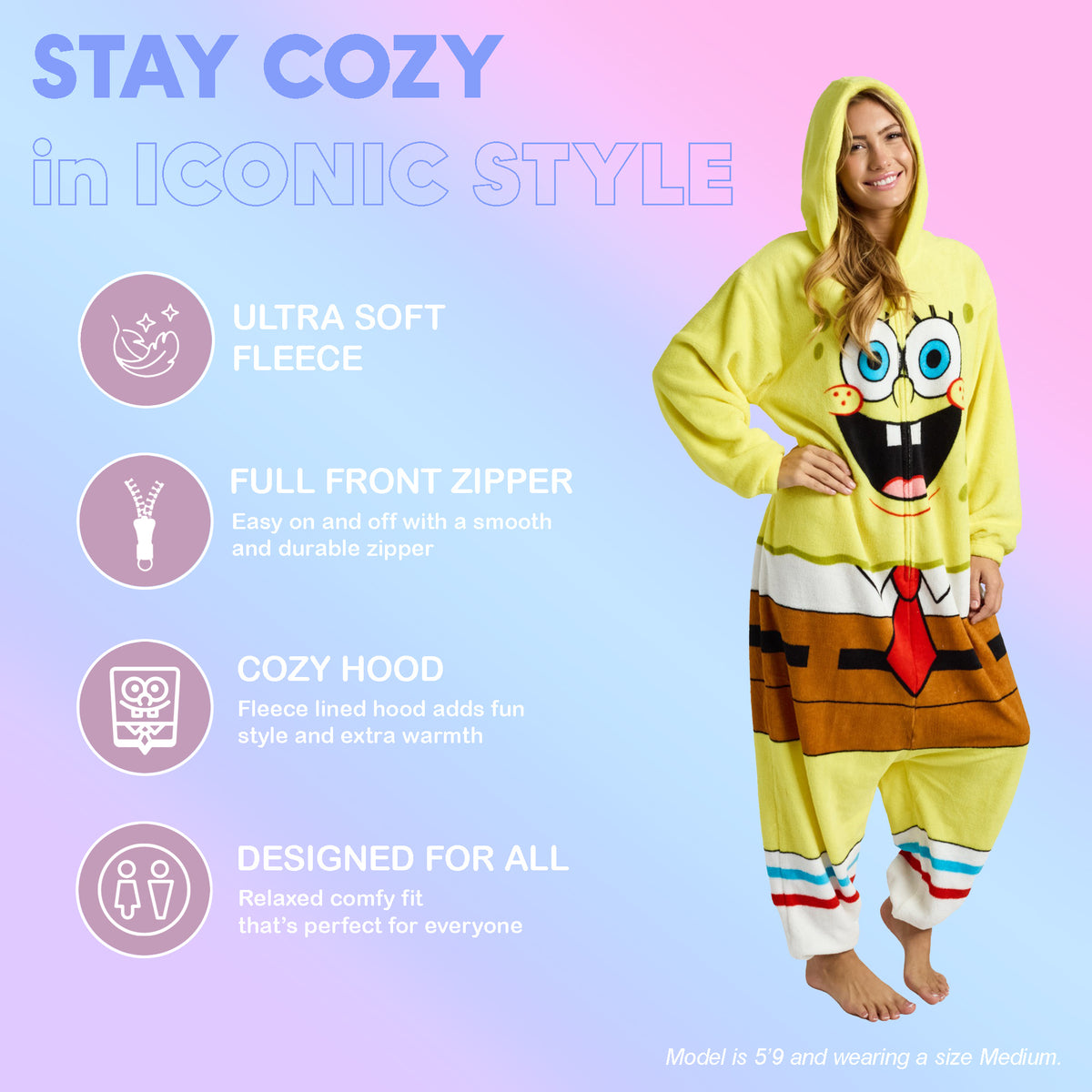 Spongebob Squarepants Adult Long Sleeve Hooded Kigurumi Cosplay Suit