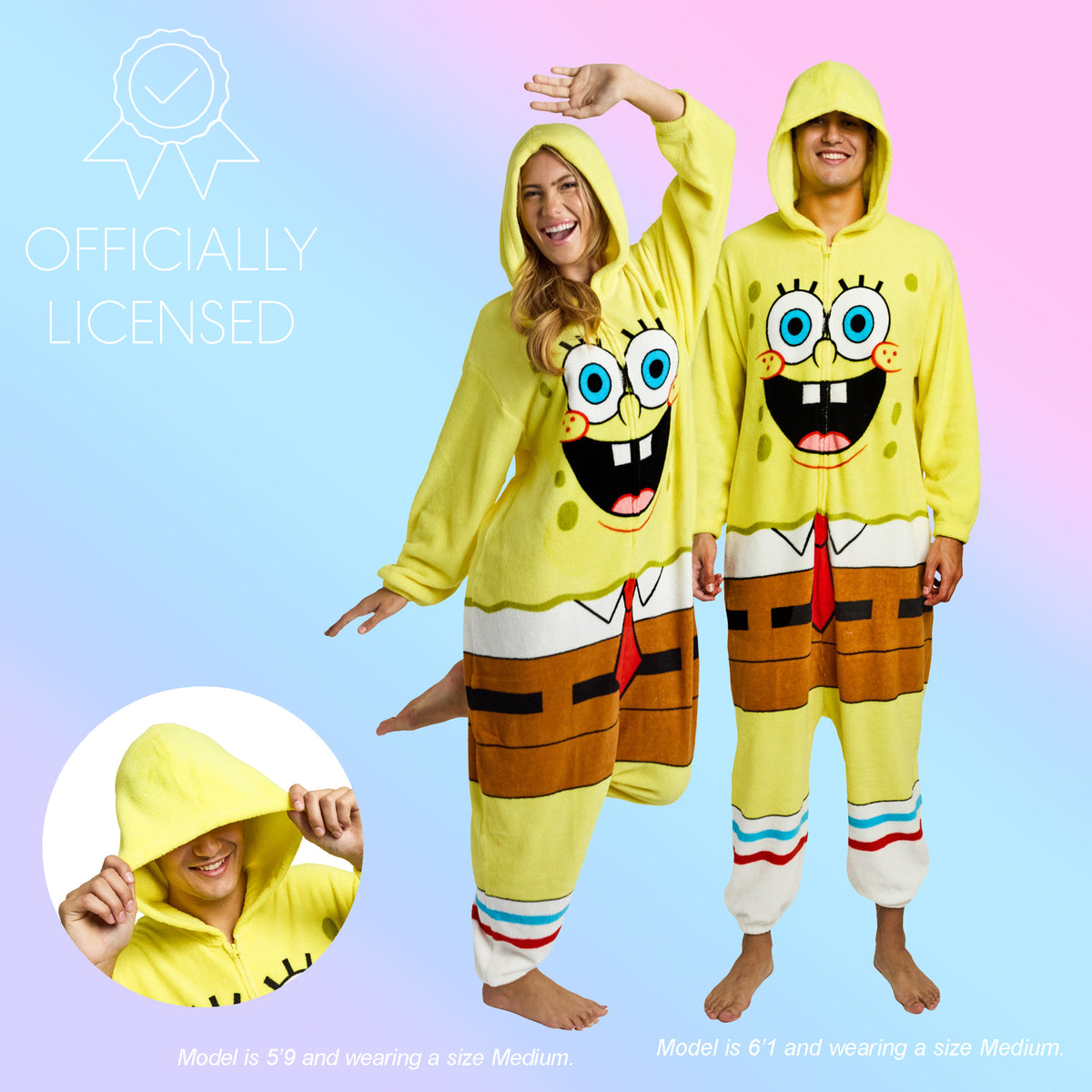 Spongebob Squarepants Adult Long Sleeve Hooded Kigurumi Cosplay Suit
