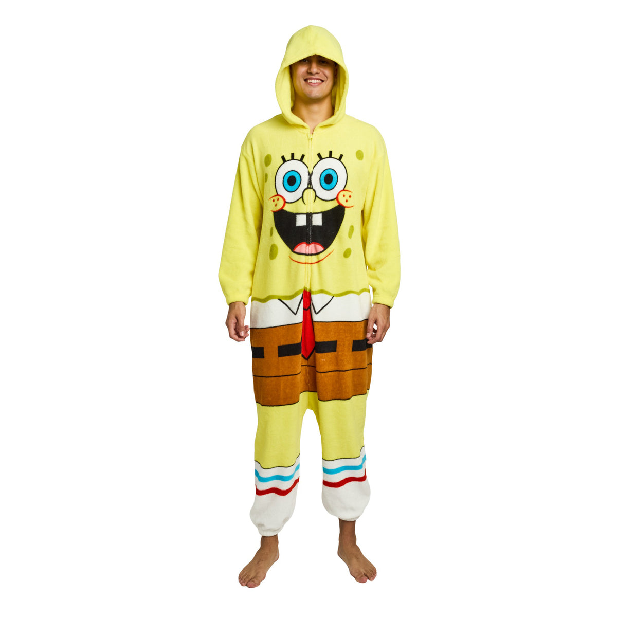 Spongebob Squarepants Adult Long Sleeve Hooded Kigurumi Cosplay Suit