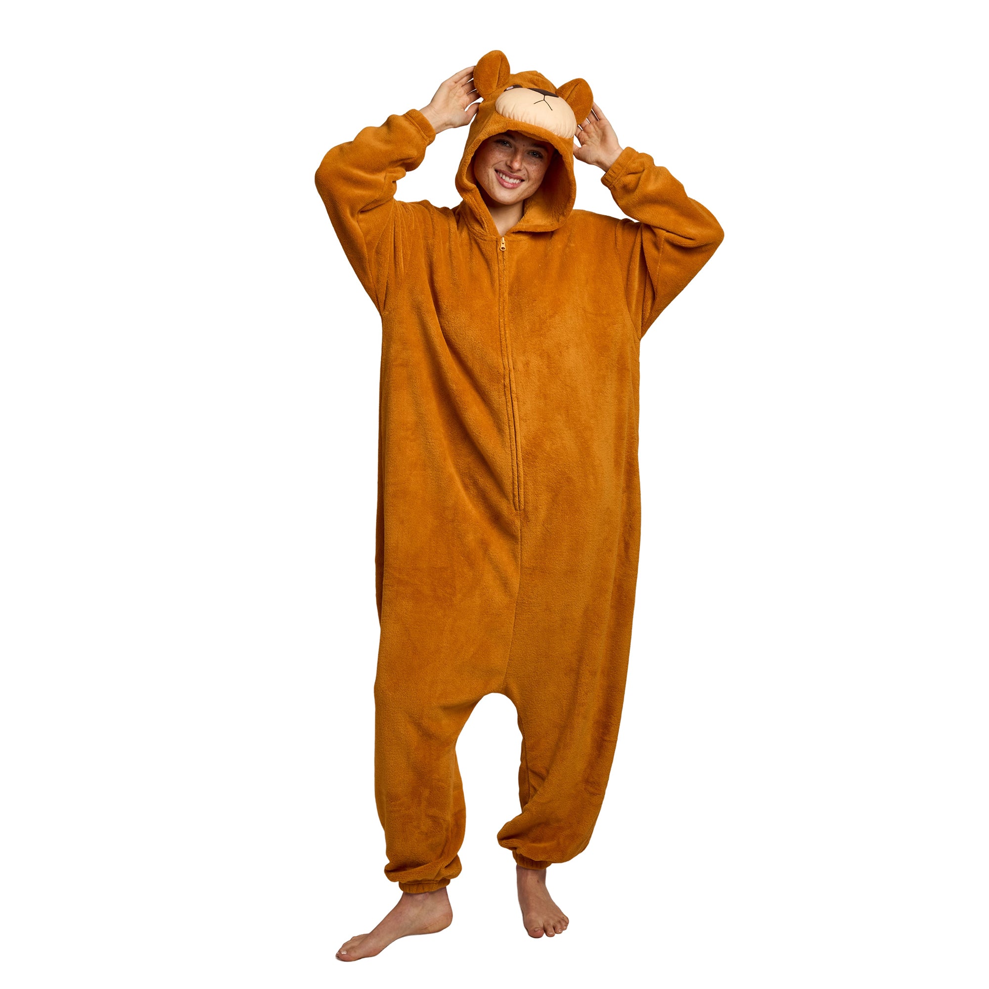 Bear Adult Brown Long Sleeve Hooded Kigurumi Cosplay Suit