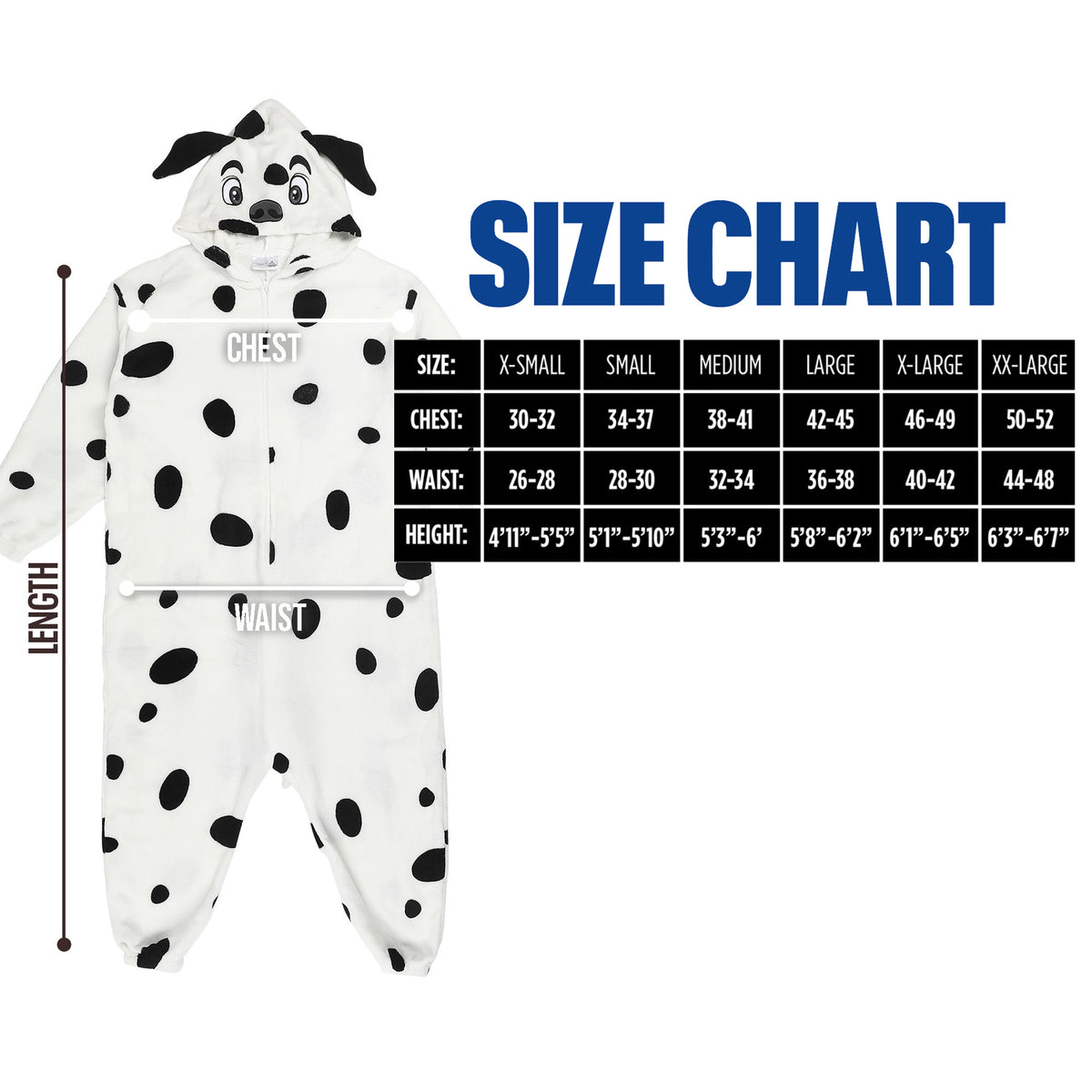 Dalmatian Adult White Long Sleeve Hooded Kigurumi Cosplay Suit