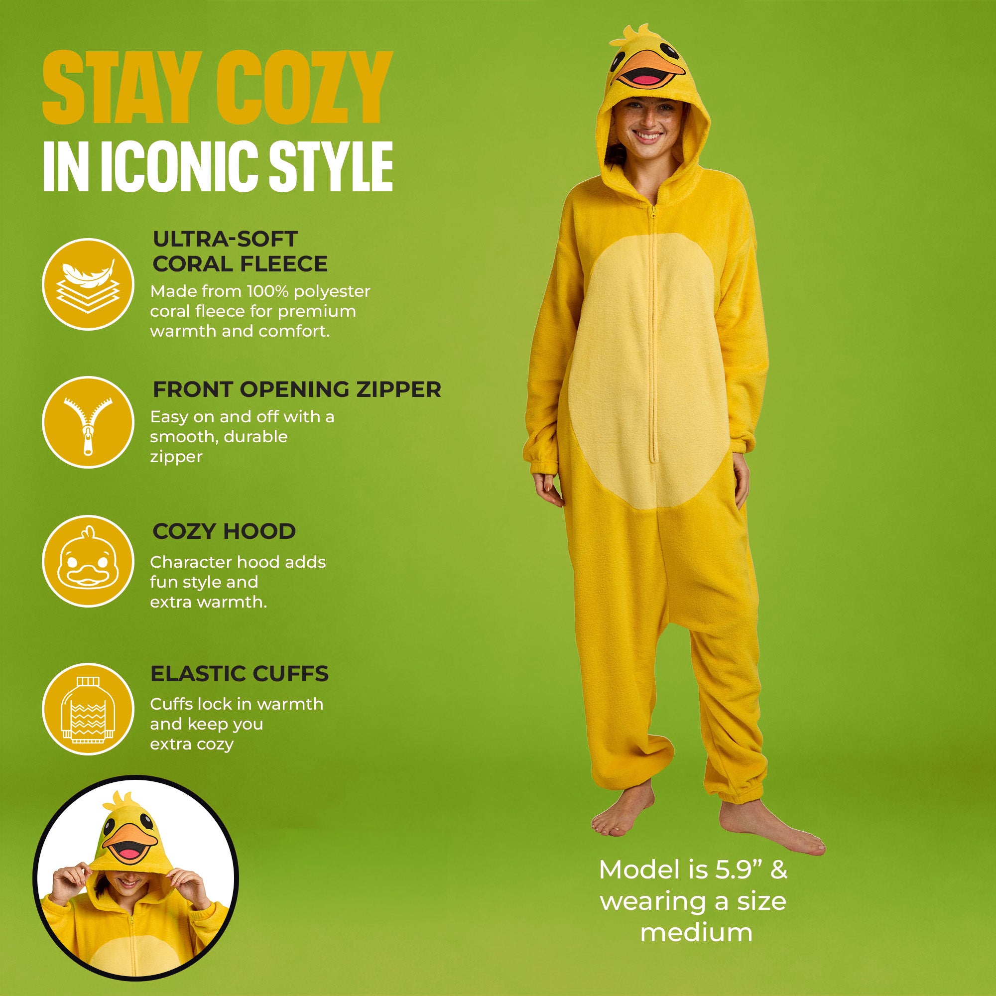 Chick Adult Yellow Long Sleeve Hooded Kigurumi Cosplay Suit