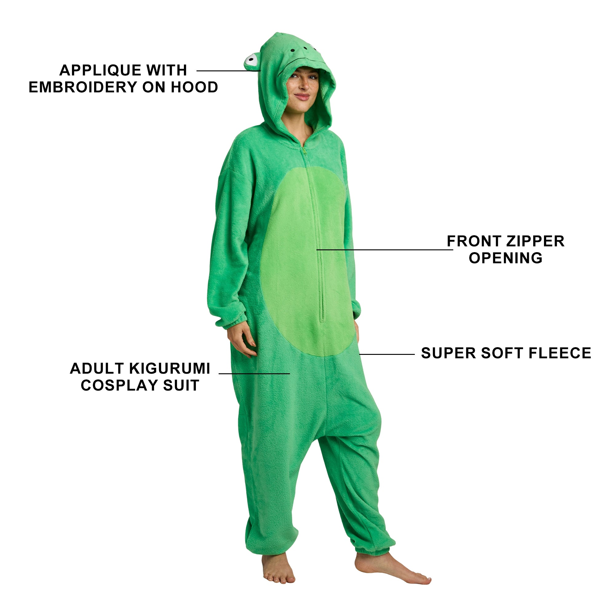 Frog Adult Green Long Sleeve Hooded Kigurumi Cosplay Suit