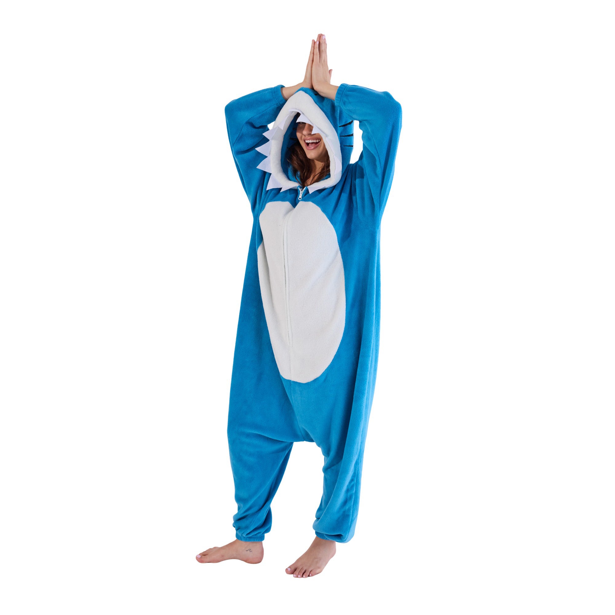Shark Adult Blue Long Sleeve Hooded Kigurumi Cosplay Suit