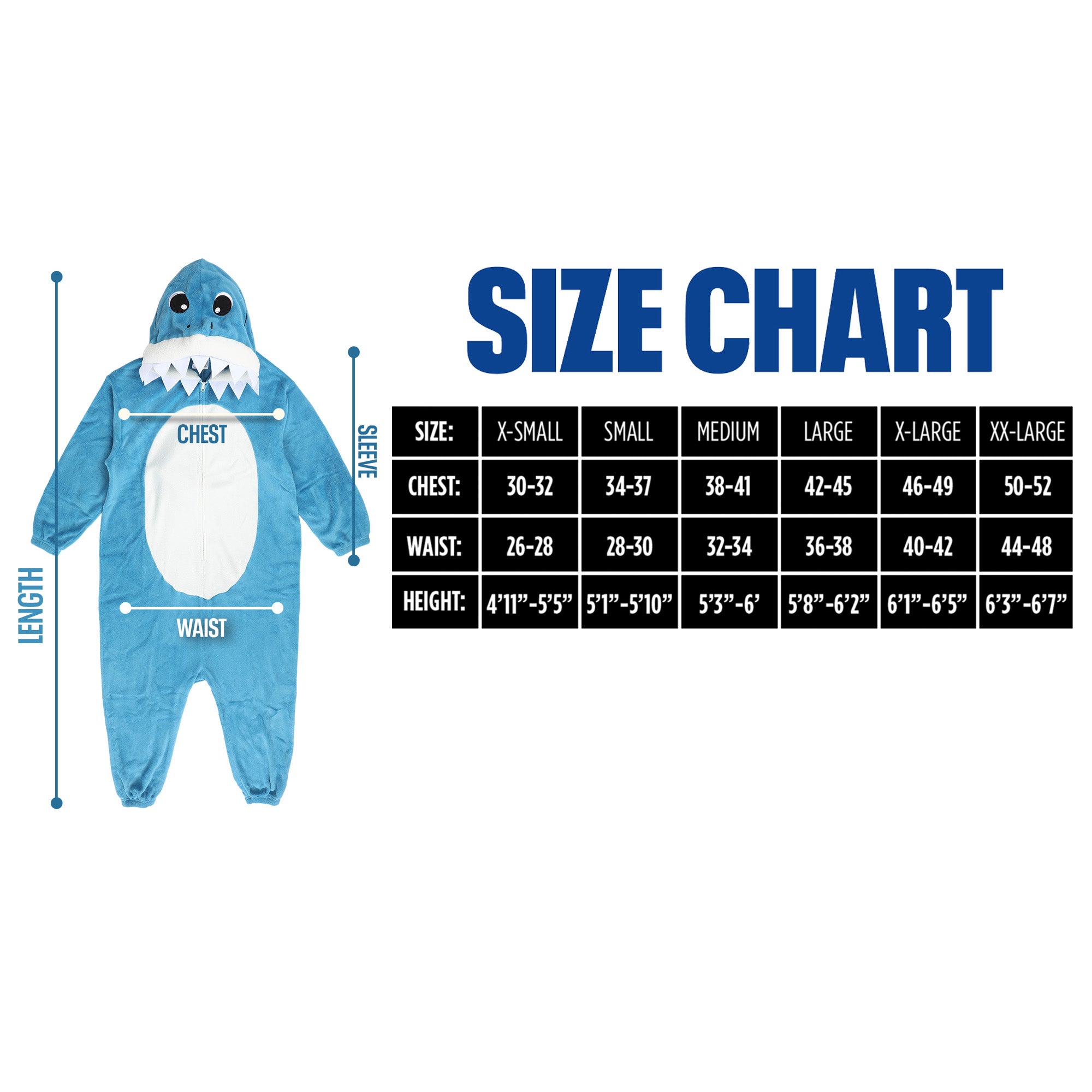 Shark Adult Blue Long Sleeve Hooded Kigurumi Cosplay Suit