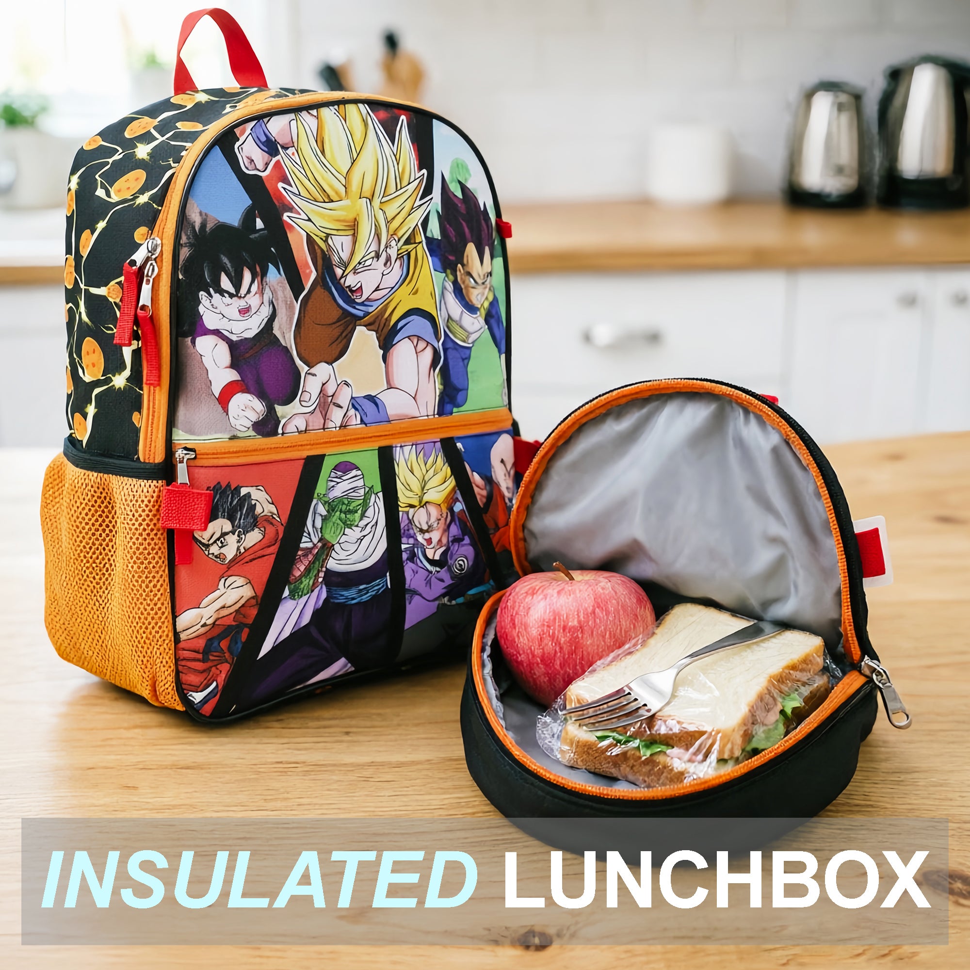 Dragon Ball Z Anime Heros 5-Piece 16" Backpack Set for Boys