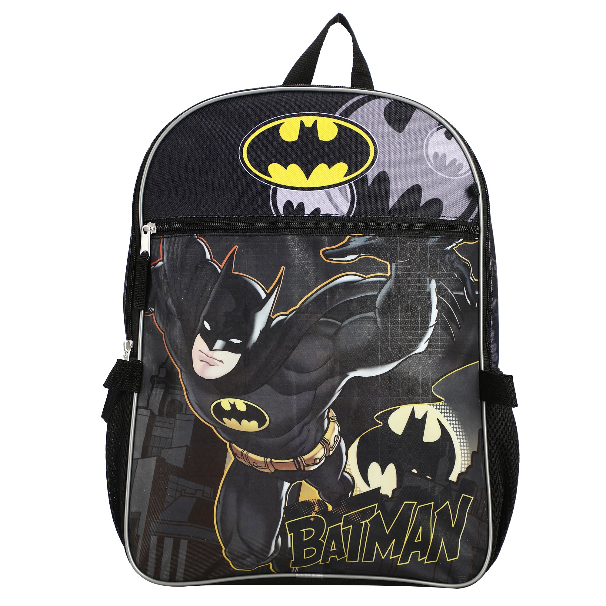 DC Comic Book Batman Symbol 5-Piece Backpack Accessory Set for boys