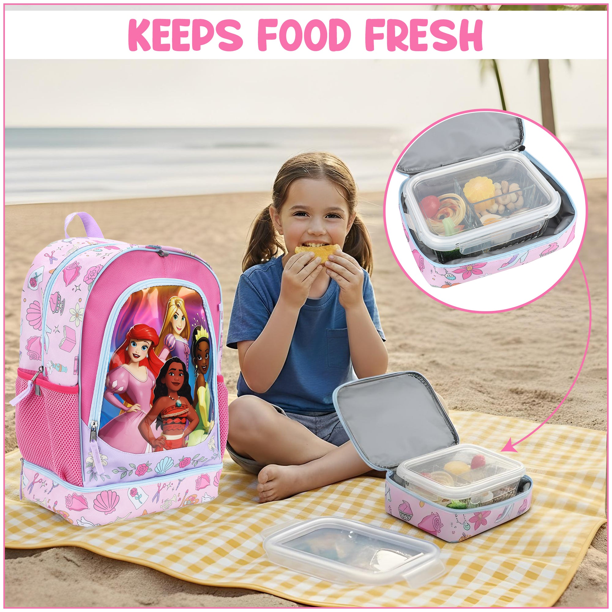 Disney Princess Favorite Characters 5-Piece 17” Backpack And Lunch Set For School & Travel