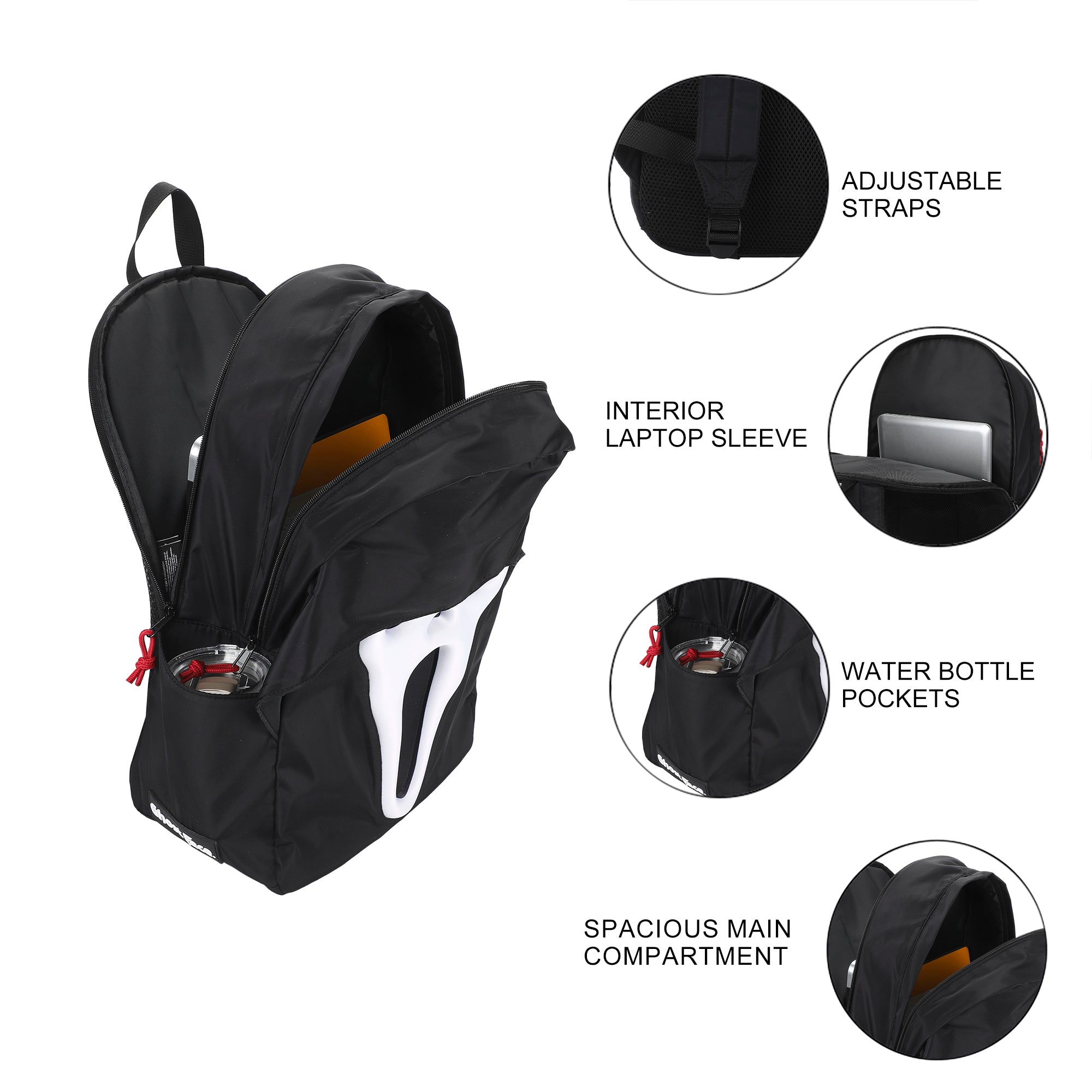 Ghostface Mask Black 18.5” Adult Novelty Character Backpack