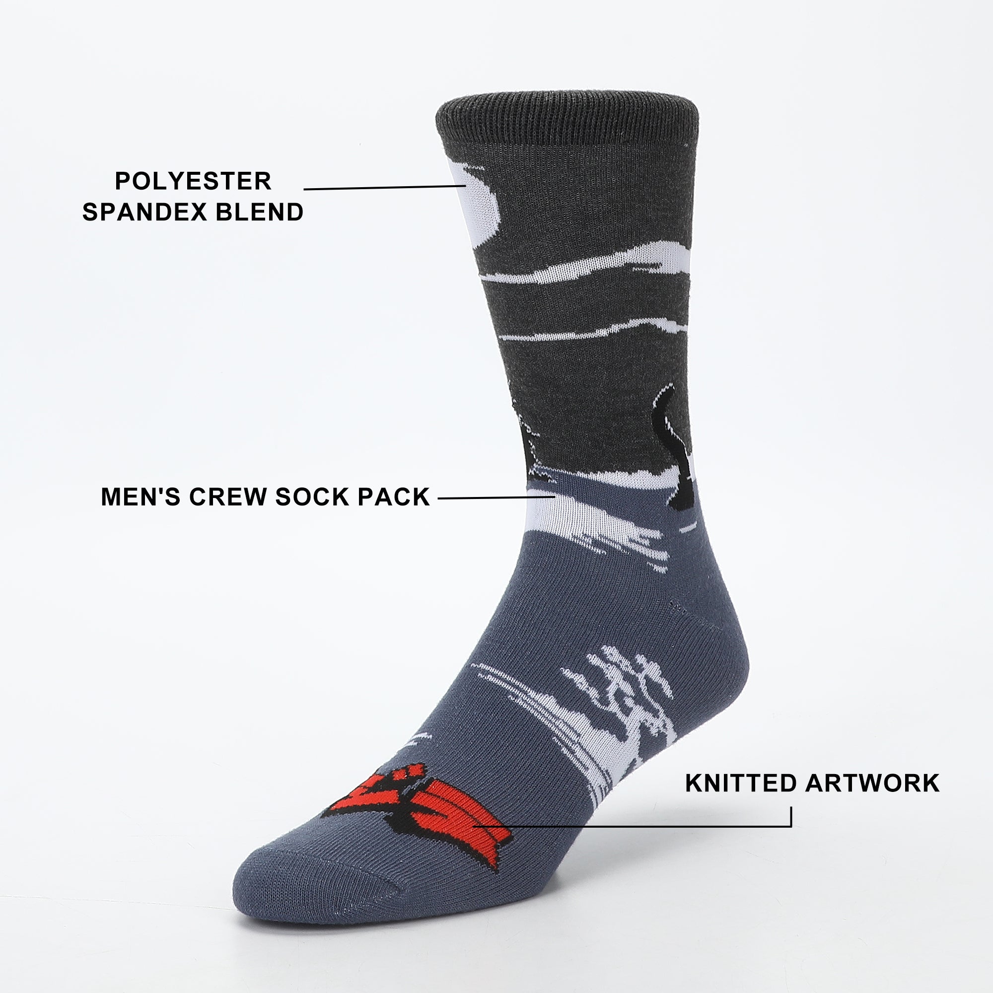 Godzilla King of the Monsters Men's Novelty Crew Socks (Pack of 5)