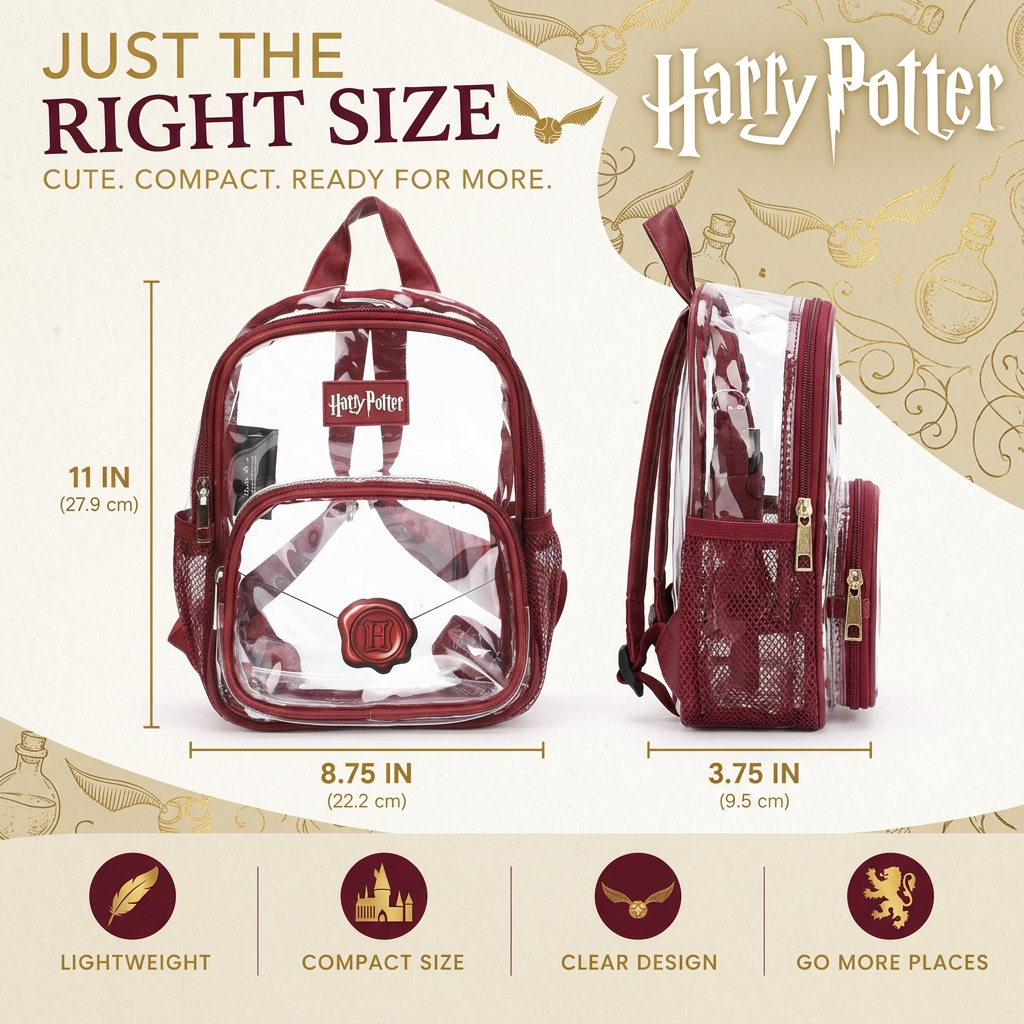 Harry Potter 25 Clear PVC Adult 11" Mini Backpack