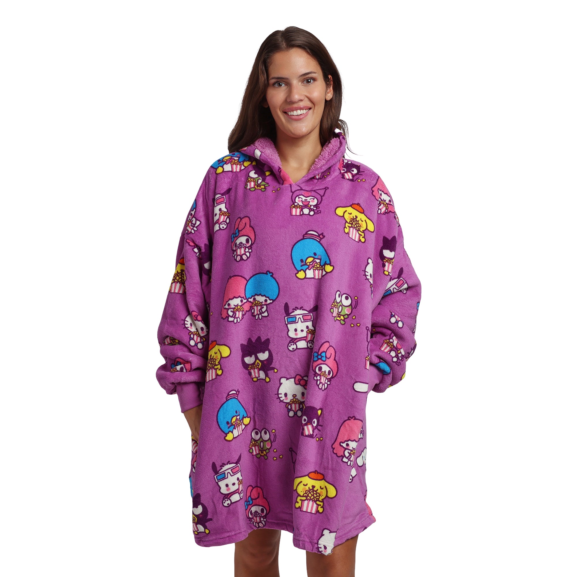 Adult Hello Kitty & Friends Sherpa-Lined Oversized Hoodie Blanket Wearable Blanket-OSFA
