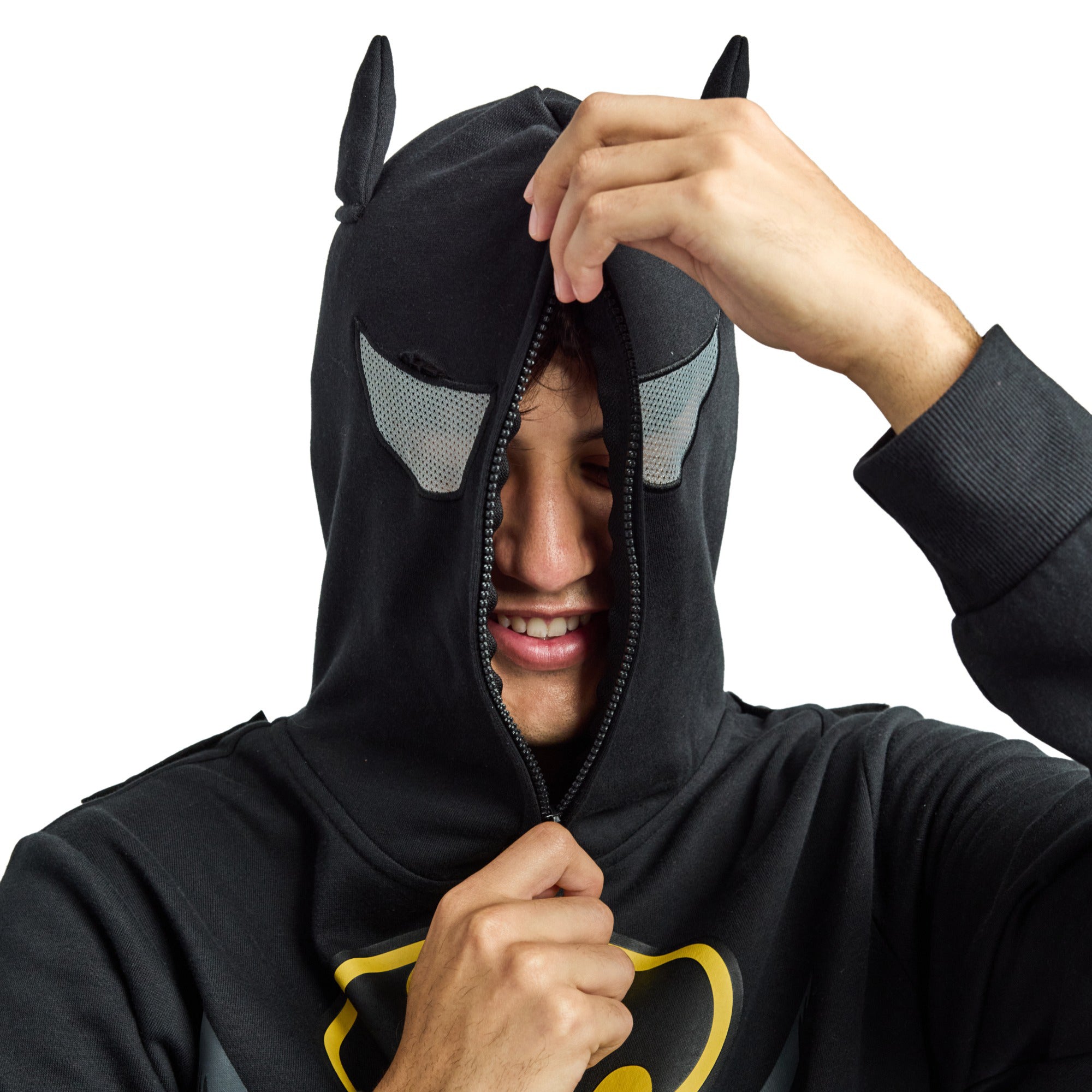 Batman Core Zip Up Hoodie for Men Chest Logo Fleece Sweatshirt