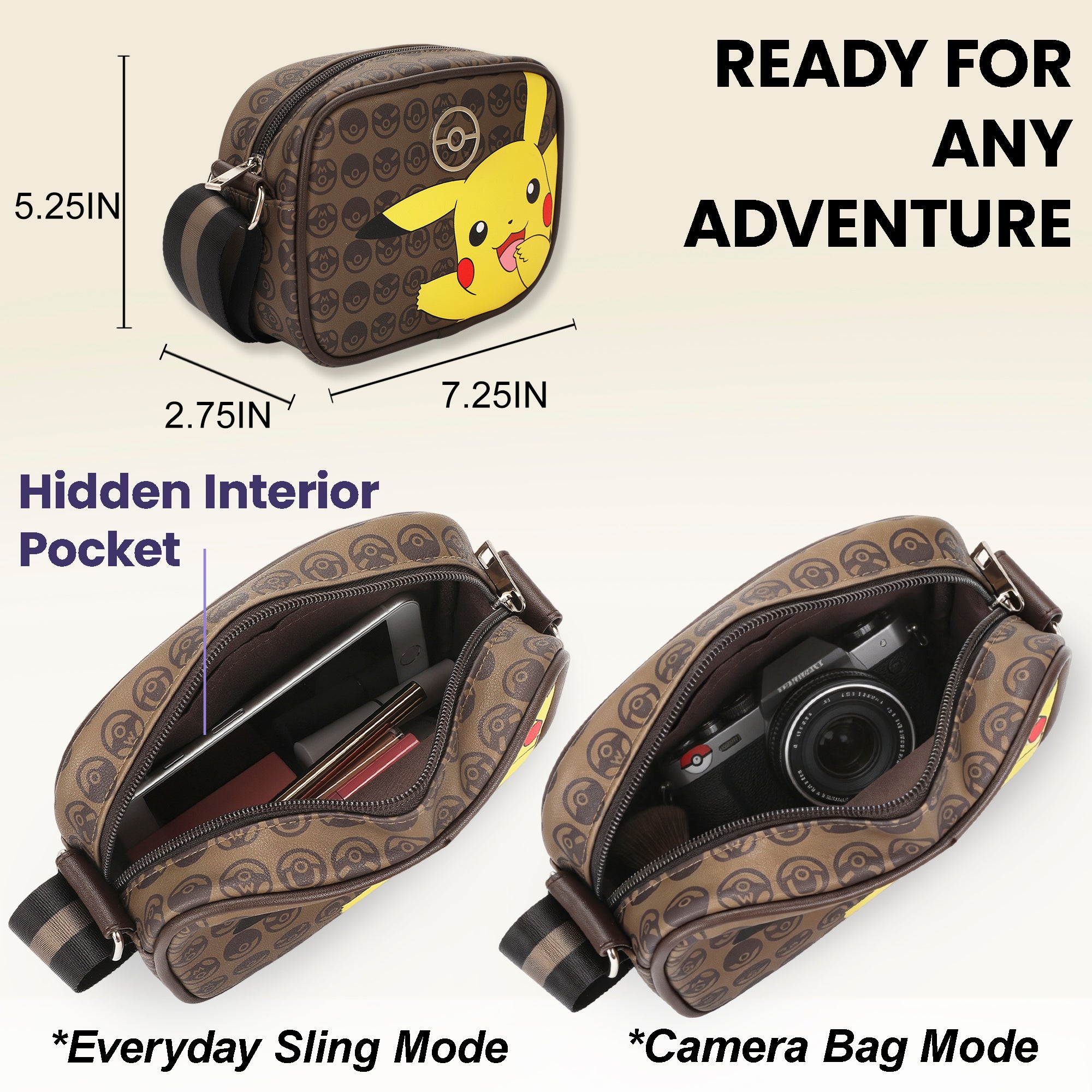 Pokemon Pikachu Crossbody Women'e Bag With Adjustable Strap
